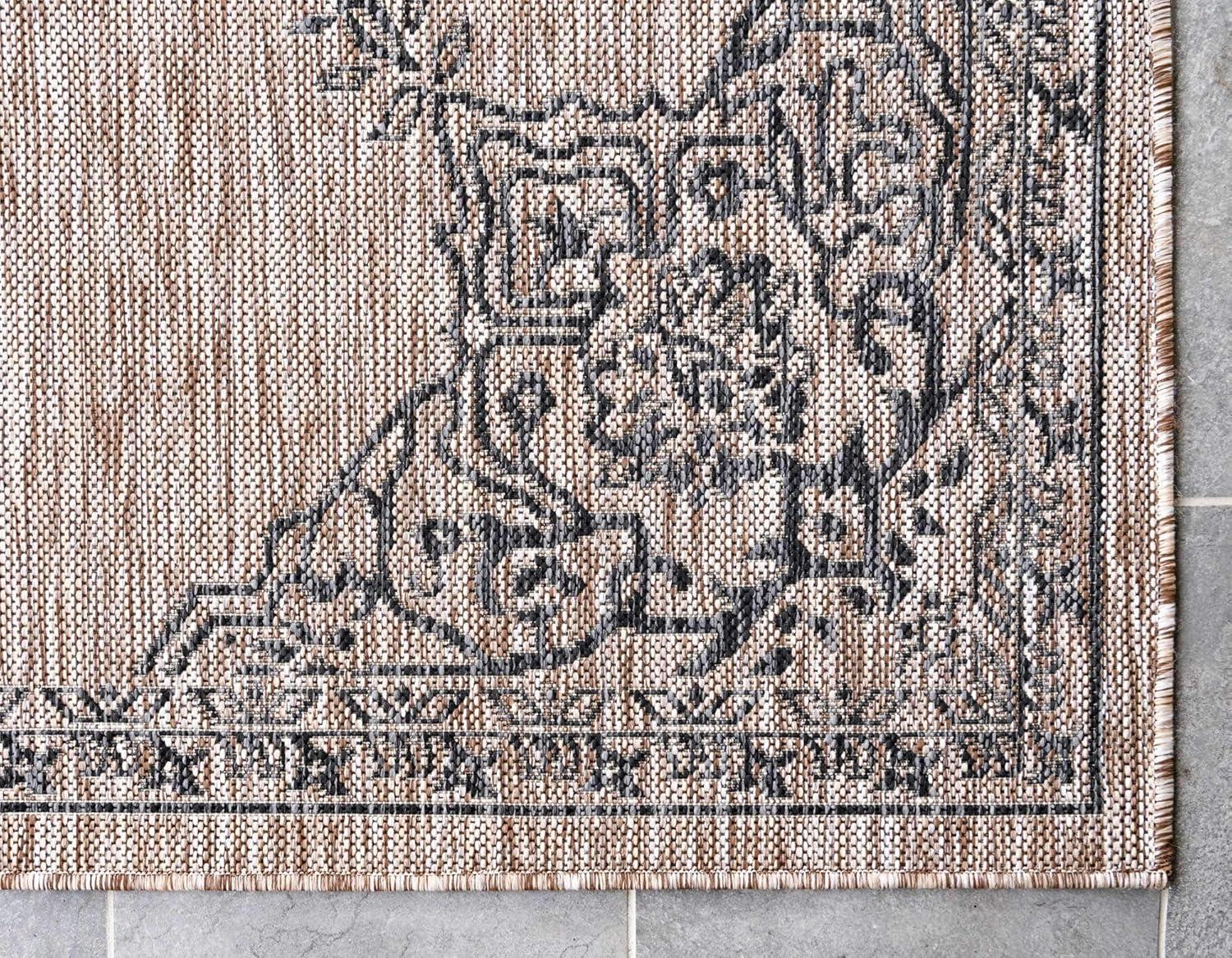 Unique Loom 9' 0 x 12' 2 Rectangle Indoor/Outdoor Traditional Beige Area Rug