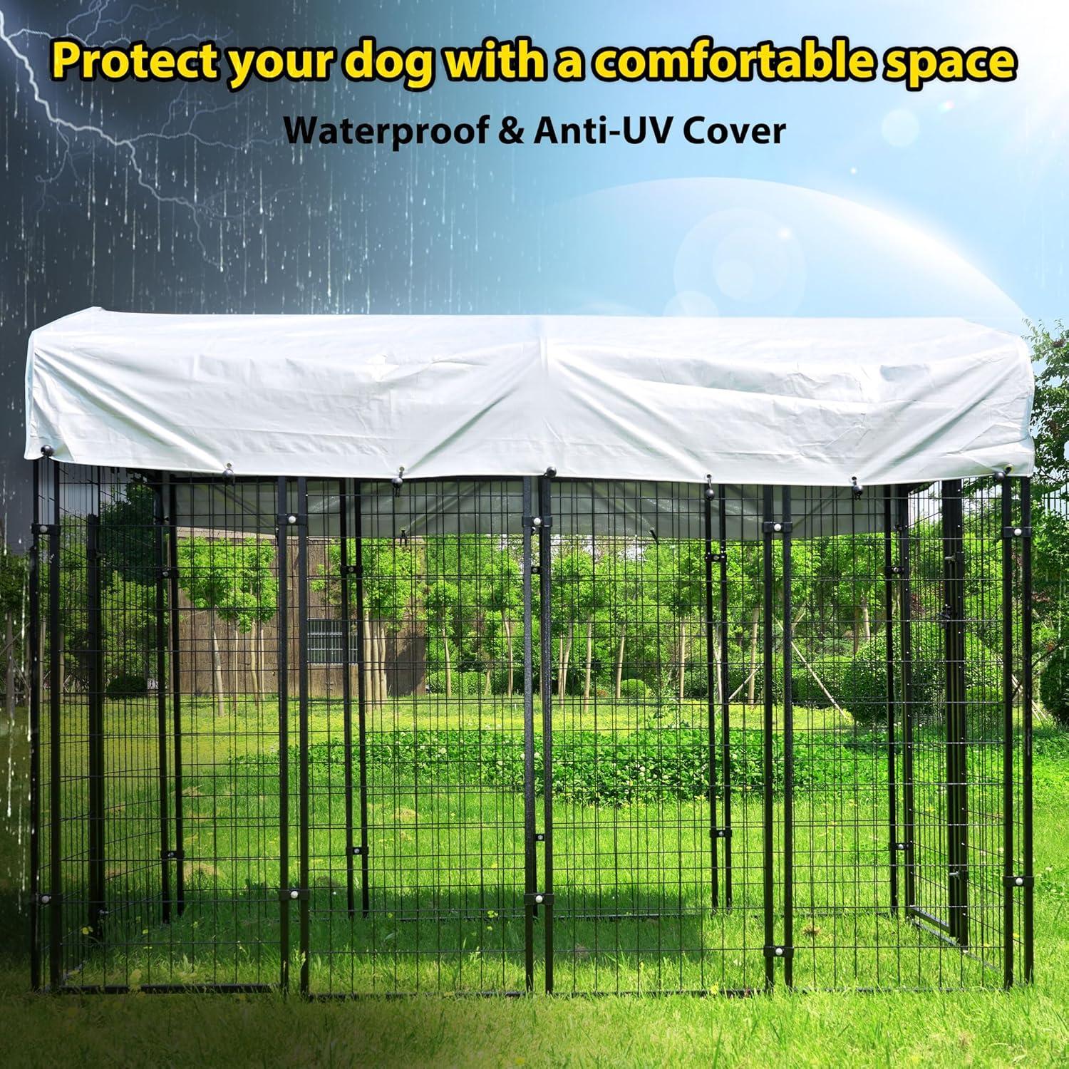 Zimtown Outdoor Dog Kennel Heavy Duty Dog Cage with Cover 8' x 4' x 6'