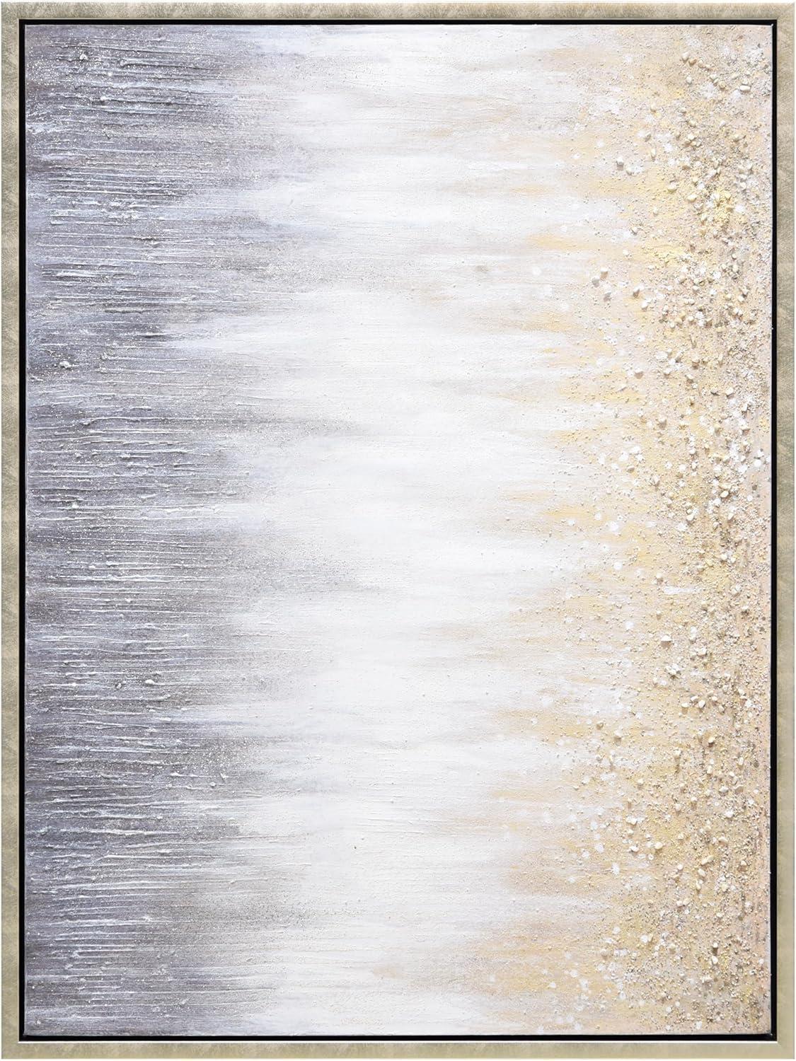 Empire Art Direct Golden Cascade Textured Glitter Hand Painted Framed Canvas Wall Art