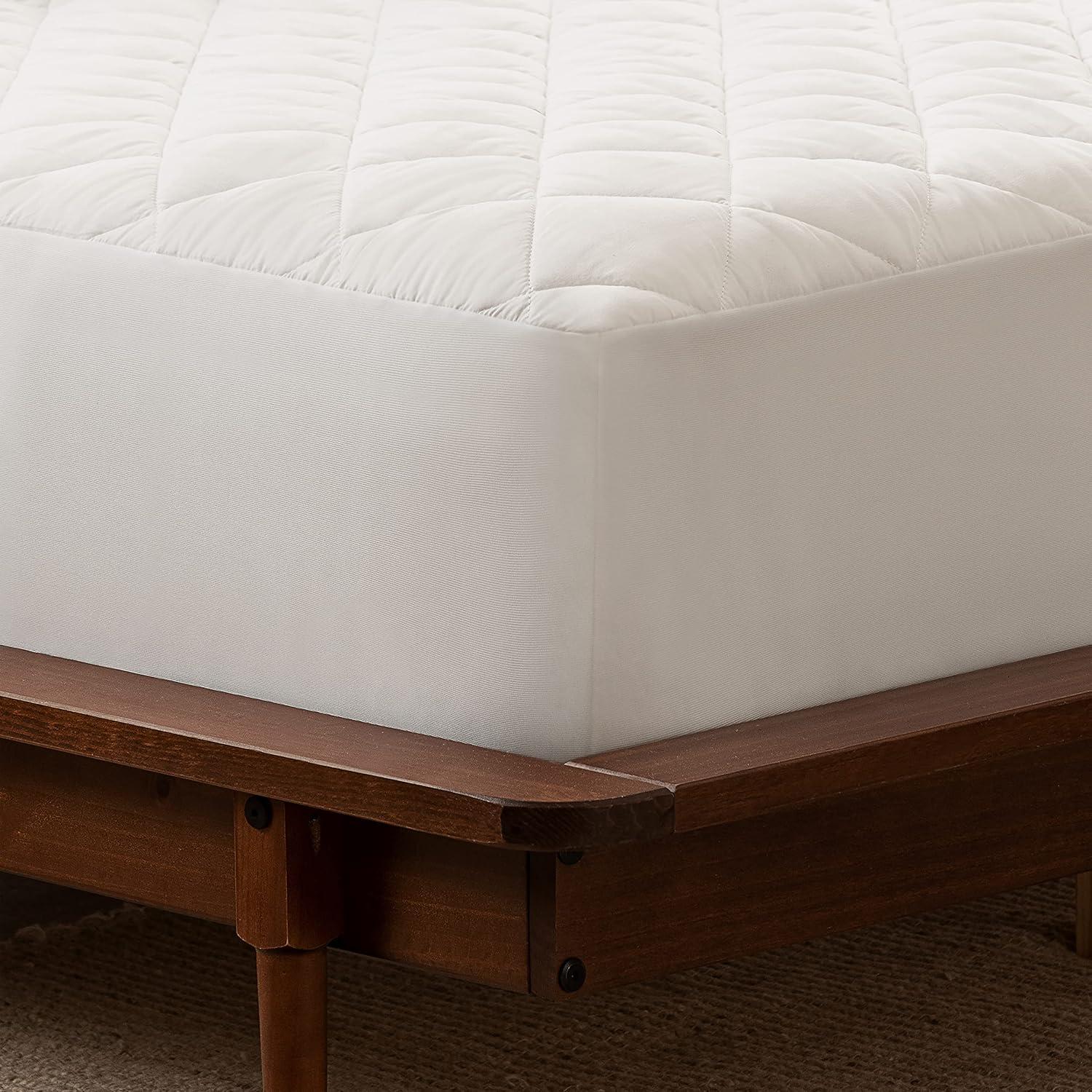 Full White Waterproof Quilted Mattress Pad