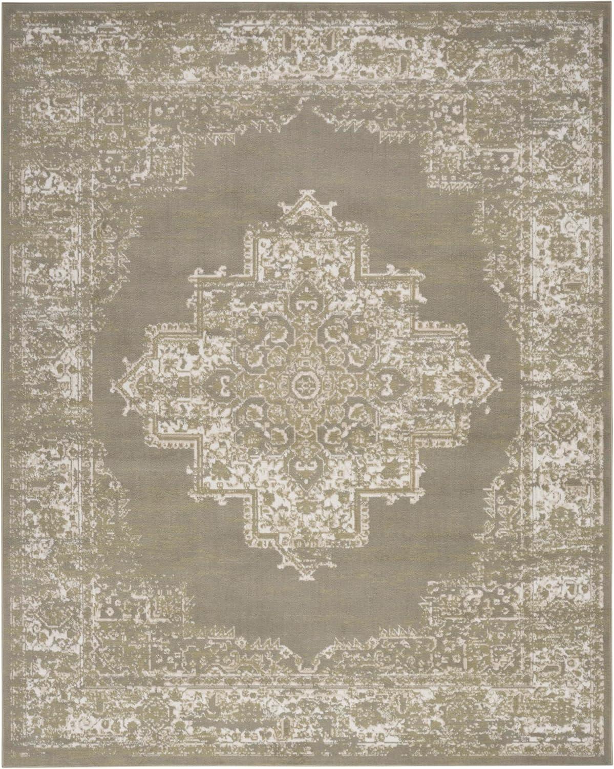 Nourison Grafix Center Medallion Area Rug Olive 7'10" x 9'10"