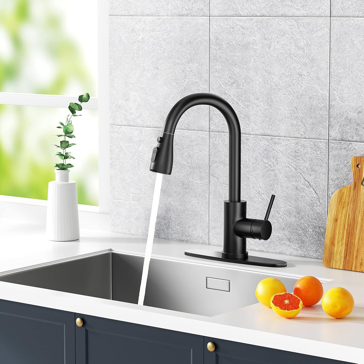 Single Handle High Arc Pull Out Kitchen Faucet,Kitchen Sink Faucets with Pull Down Sprayer