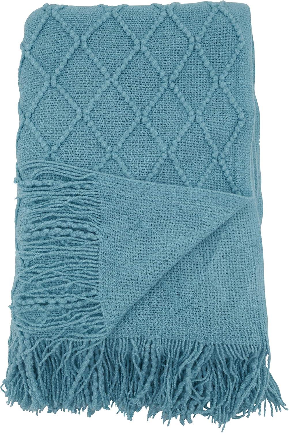 50"x60" Solid with Knitted Design Throw Blanket - Saro Lifestyle