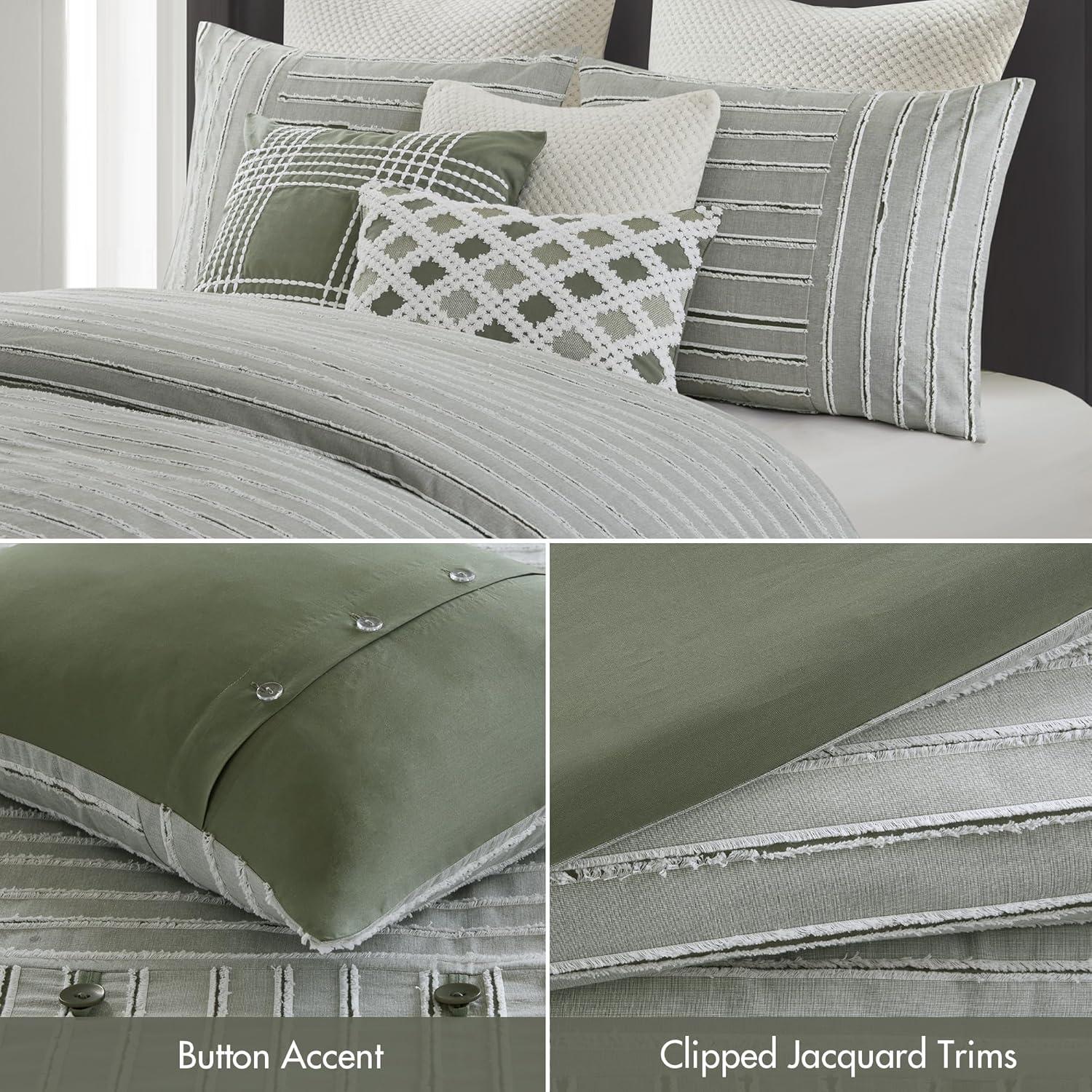 Madison Park Signature Essence Oversized 100% Cotton Clipped Jacquard Comforter Set