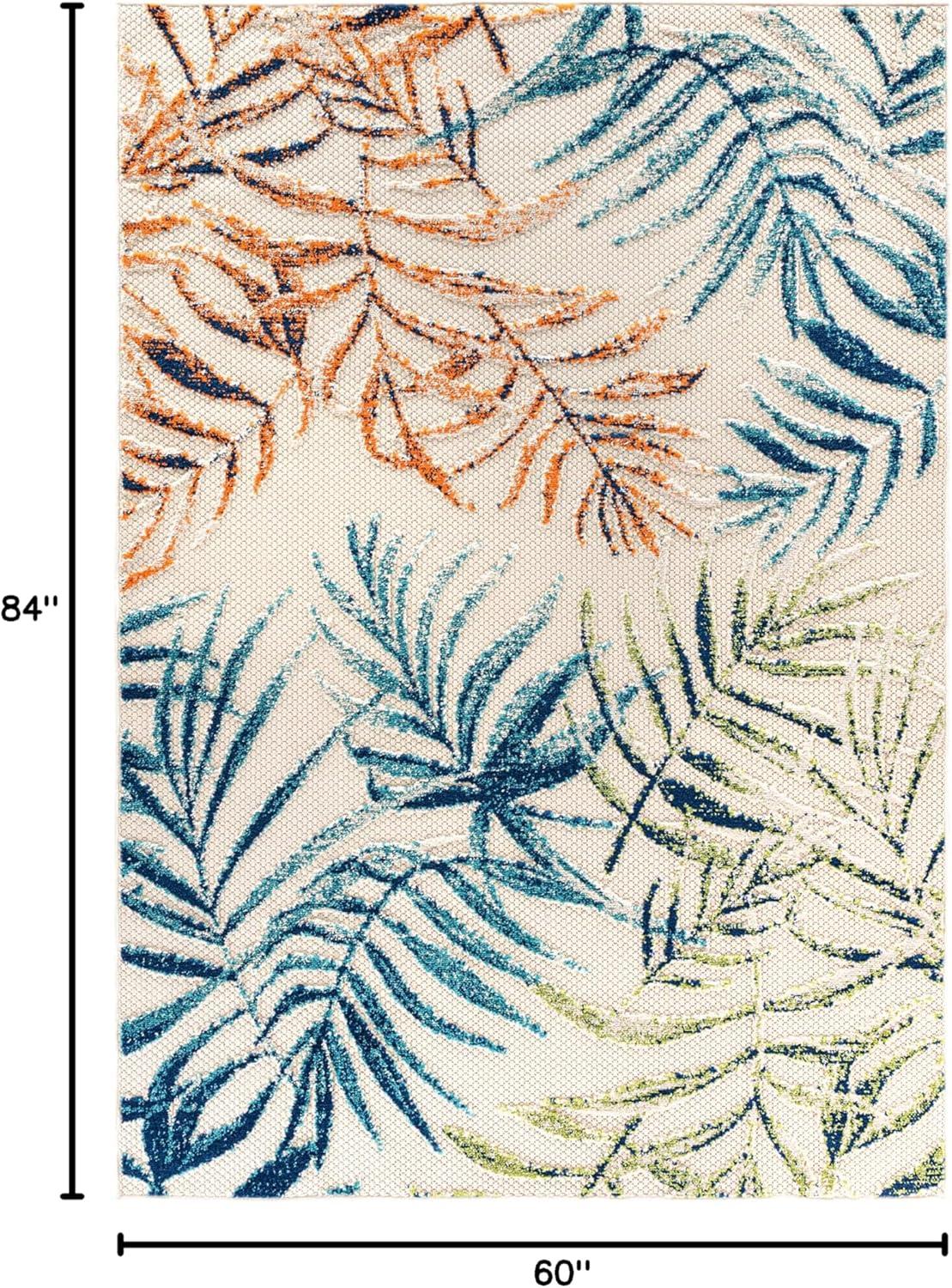 World Rug Gallery Bahama Palm Frond Floral Indoor/Outdoor Area Rug