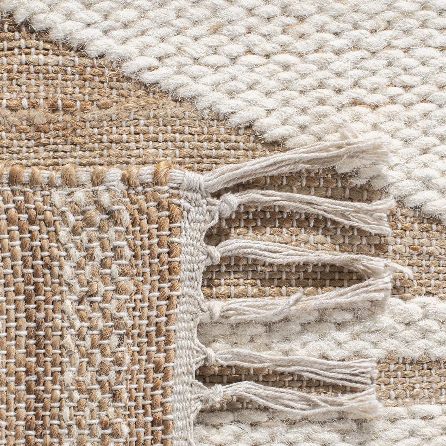 Kilim With Fringes KLM451 Hand Woven Area Rug - Natural/Ivory - 8'x10' - Safavieh