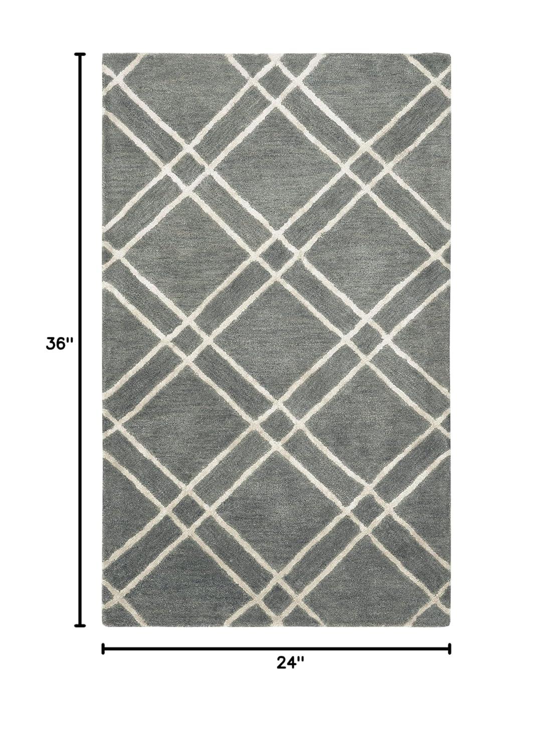 SAFAVIEH Himalaya Maralyn Geometric Wool Area Rug, Navy/Silver, 2' x 3'