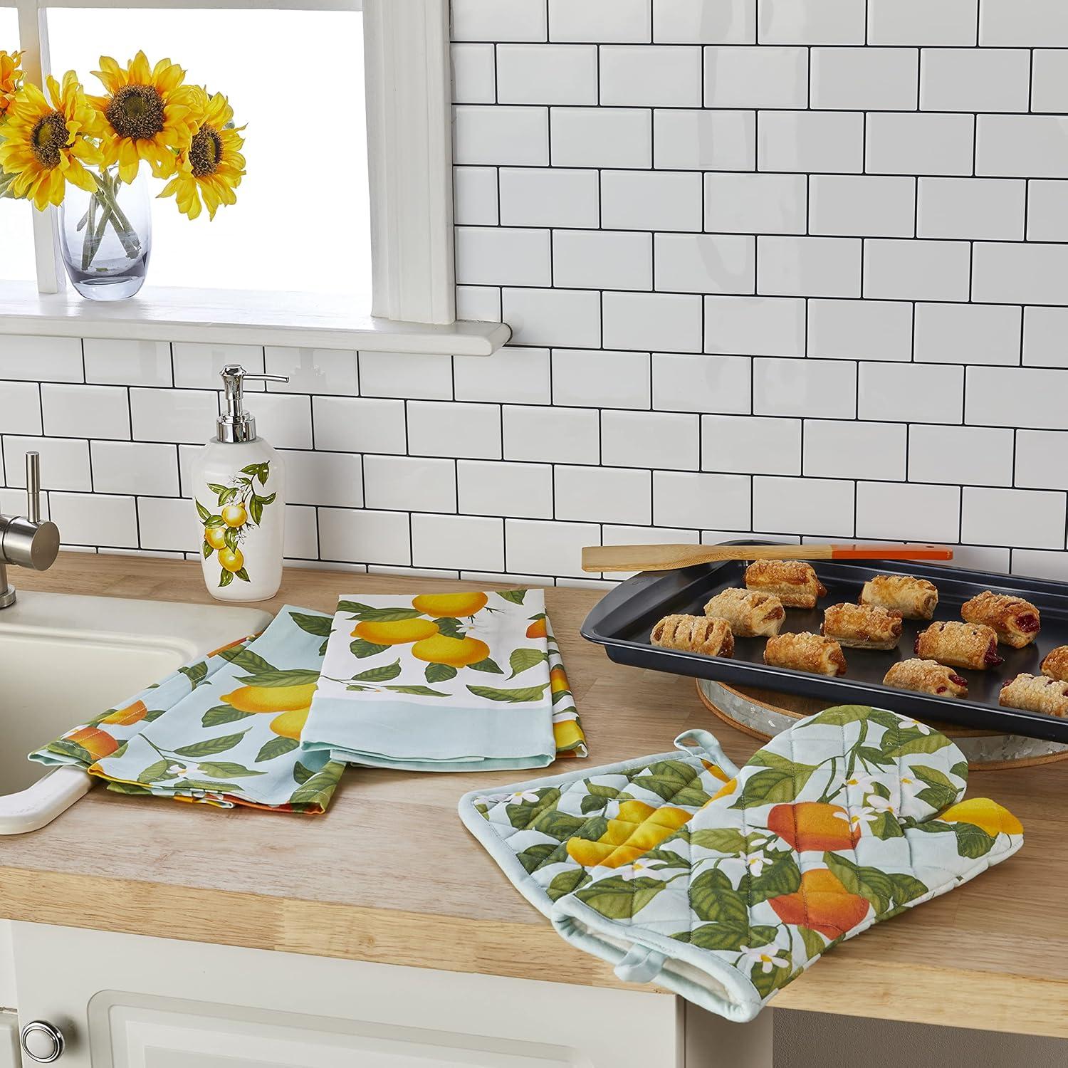 SKL Home By Saturday Knight Ltd Citrus Grove Oven Mitt And Pot Holder Set - 2-Piece - 7X13", Green