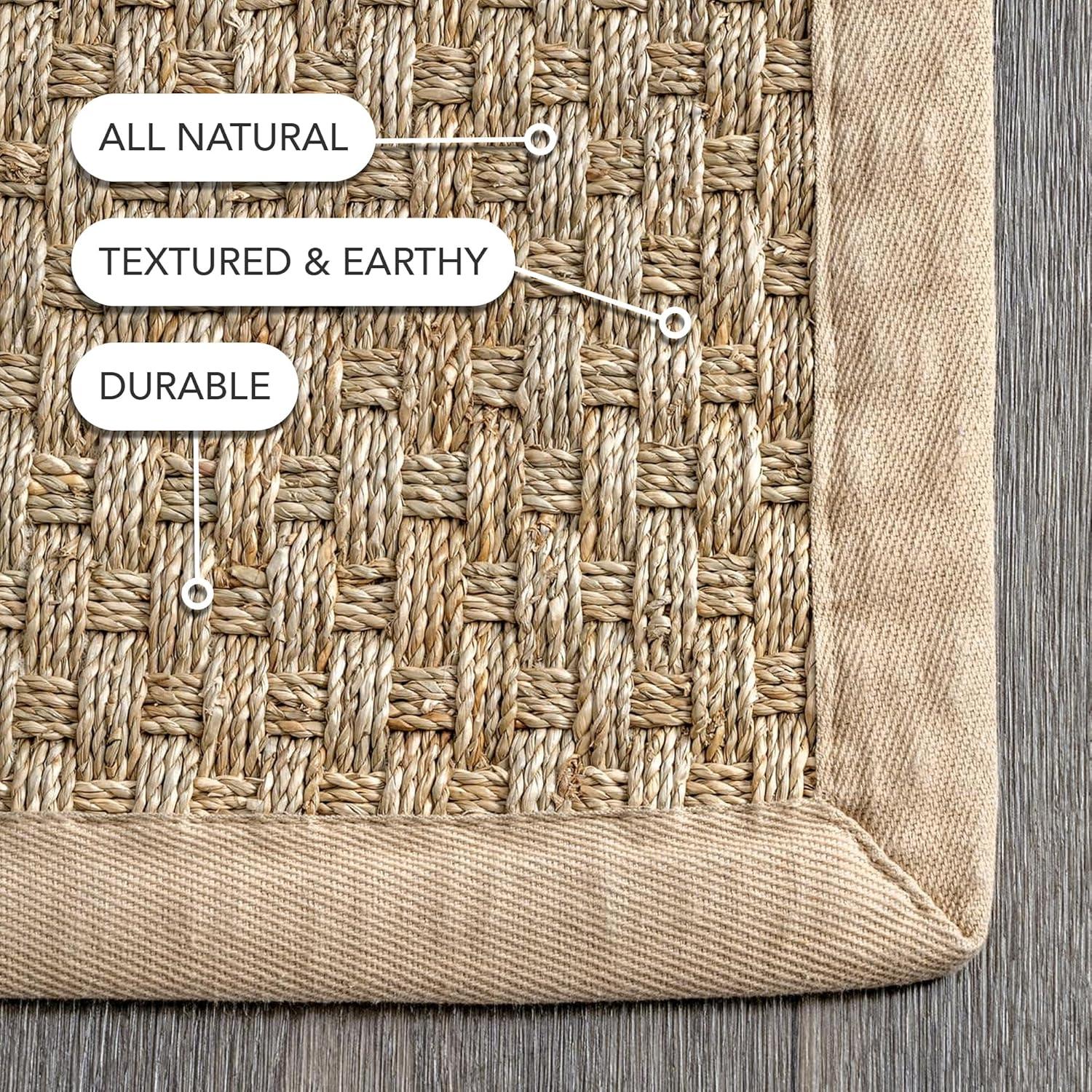 Beige 4' x 6' Reversible Rectangular Seagrass Area Rug