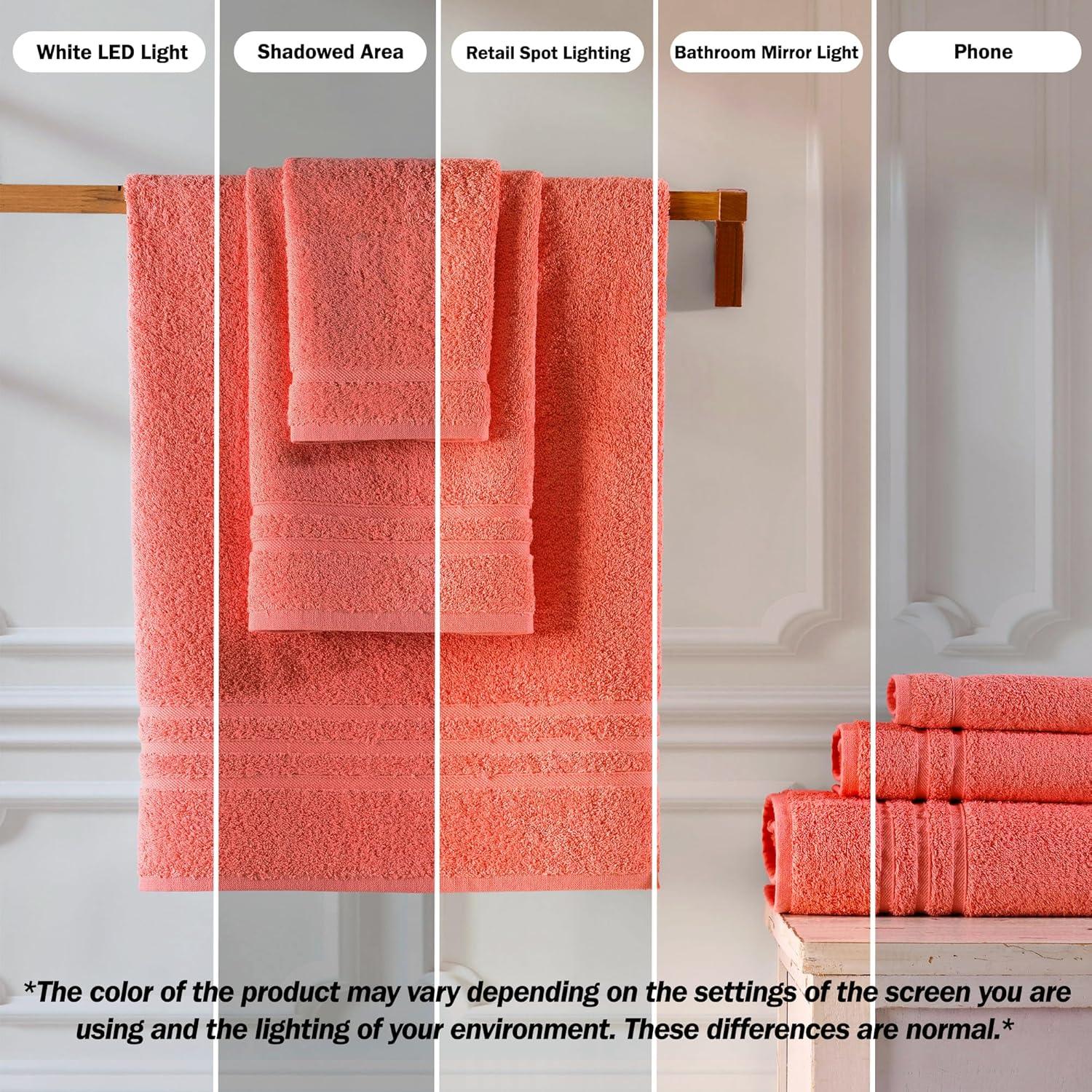 Hawmam Linen Coral 6 Piece Bath Towels Set for Bathroom Original Turkish Cotton Soft, Absorbent 2 Bath Towels, 2 Hand Towels, 2 Washcloths