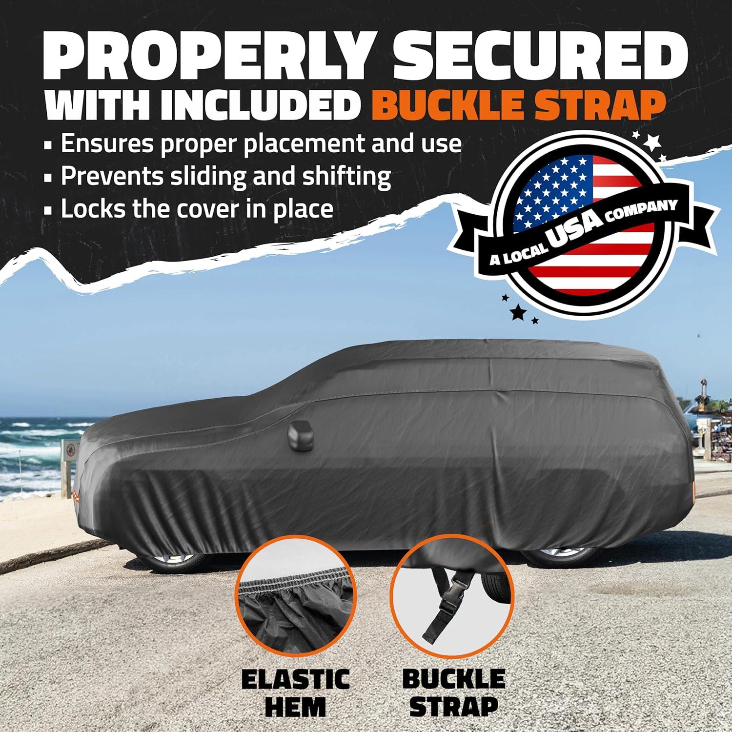 Mockins Heavy Duty Large SUV Car Cover - 200"x75"x75" - 250g PVC Cotton Lining