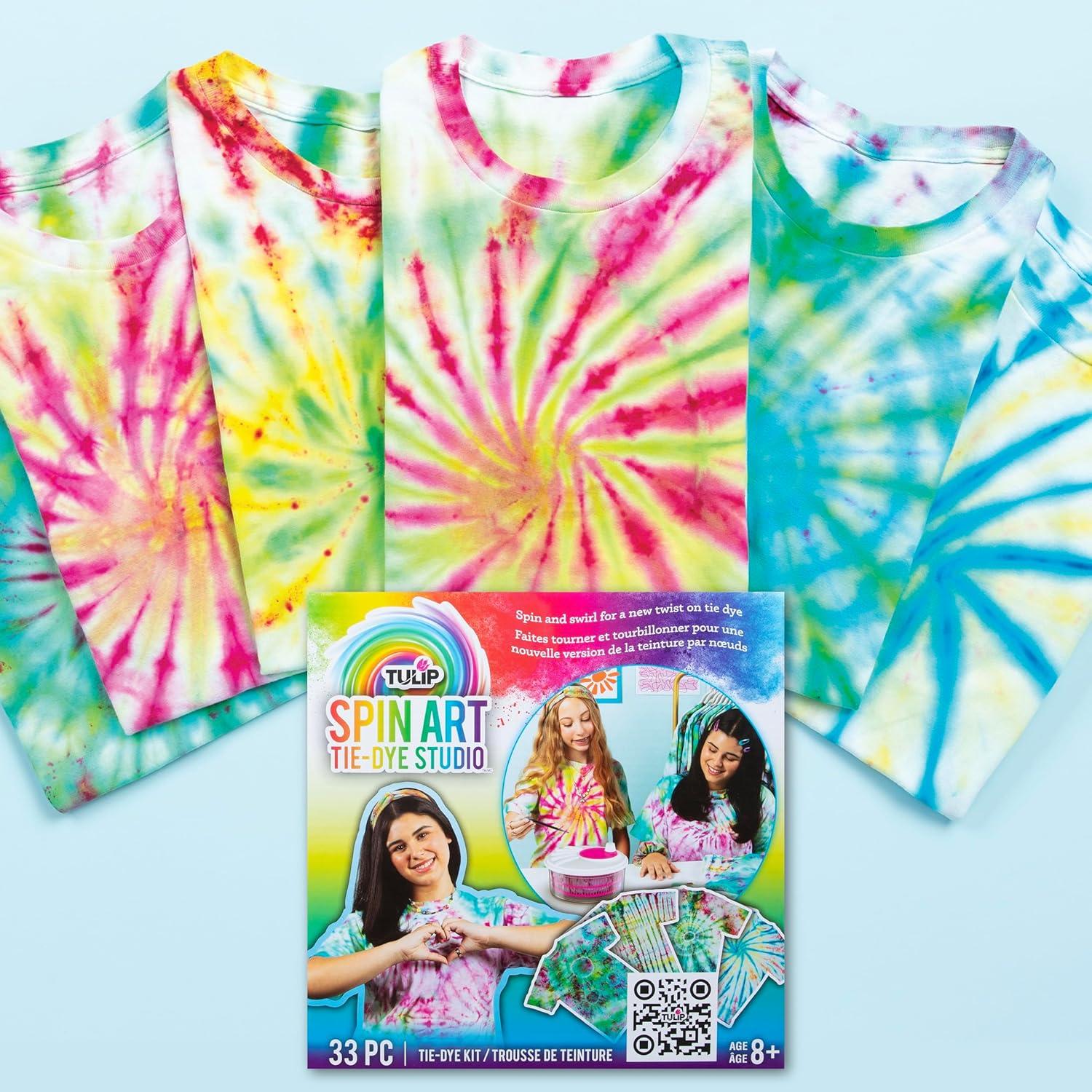 Tulip One-Step Tie-Dye Spin Art Kit, Fashion DIY with Fabric Dye, Fun Activity for All, Vibrant Classic Colors, Kids Age 8+