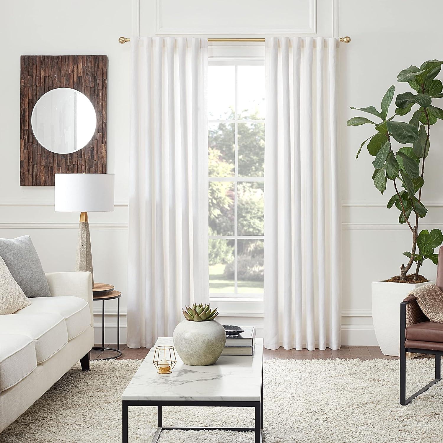 MODE Mode Premium Collection 1 Diameter Curtain Rod Set with Modern Ball Finials and Steel Wall Mounted Adjustable Rod