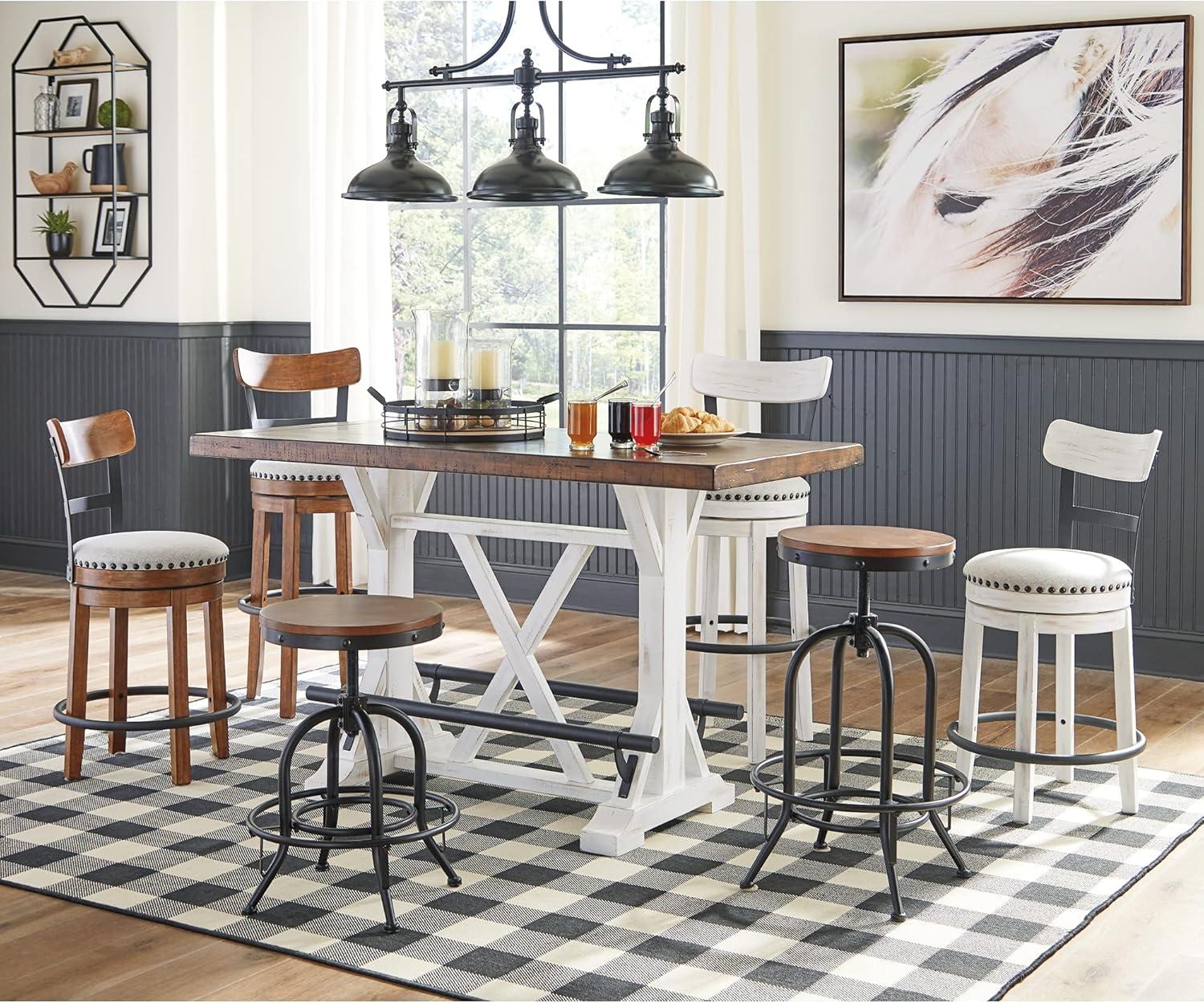 Signature Design By Ashley Casual Valebeck Counter Height Dining Table White/Brown