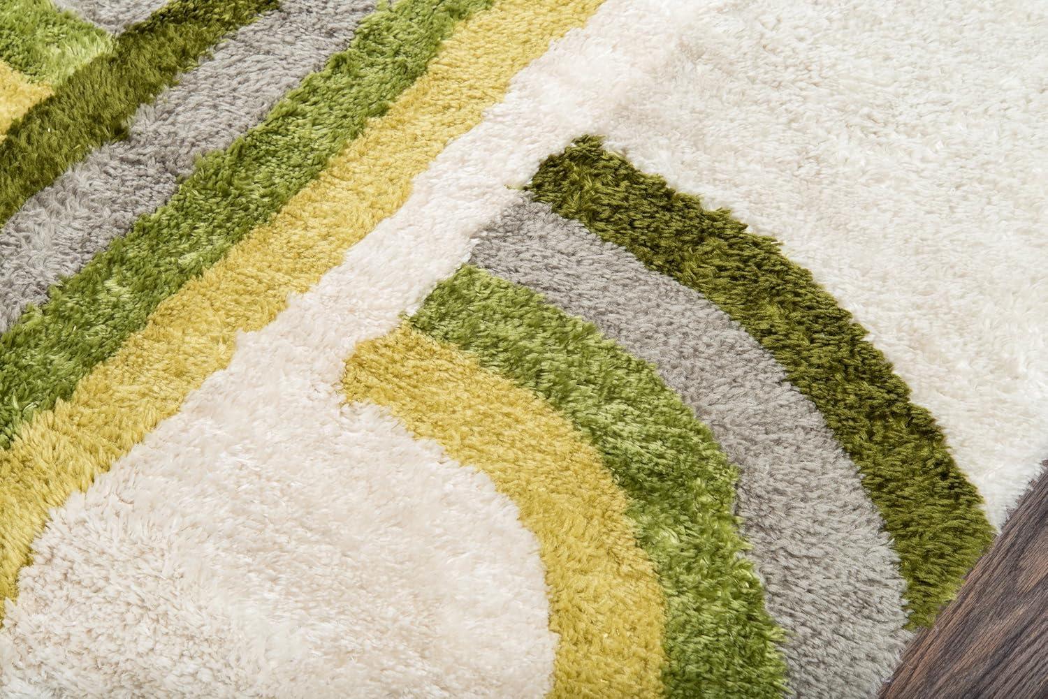 Bullseye Geometric Handmade Tufted Green Area Rug