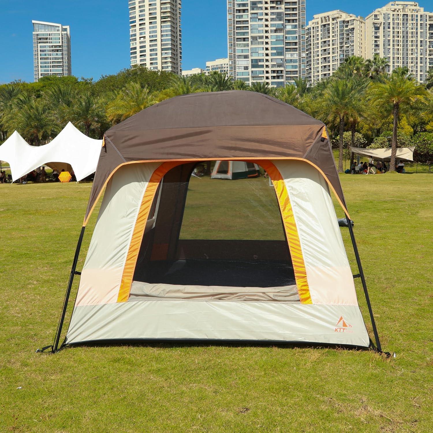 Large Gray and Orange Waterproof 6-Person Cabin Tent