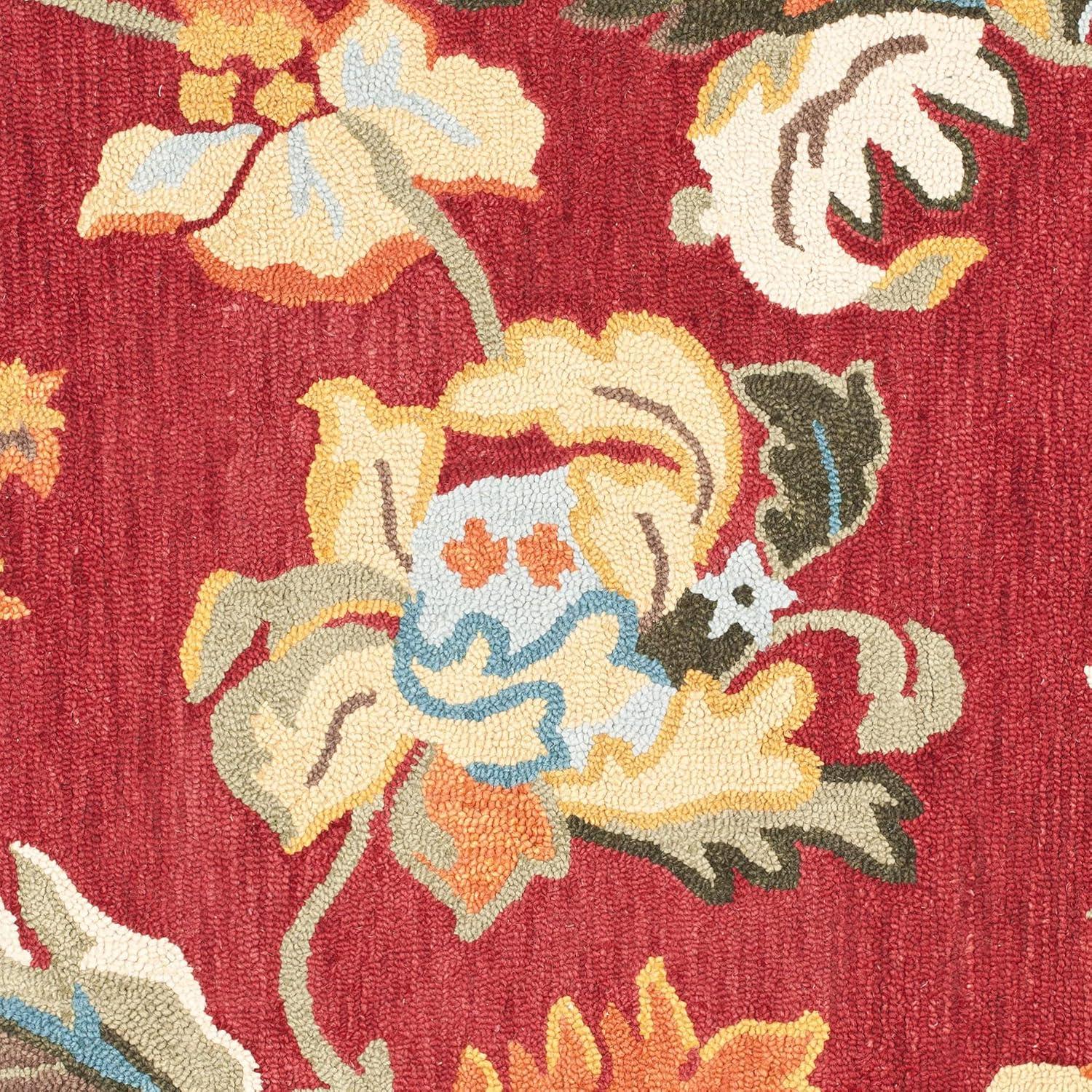 Blossom BLM672 Hand Hooked Area Rug - Red/Multi - 6'x6' - Safavieh.