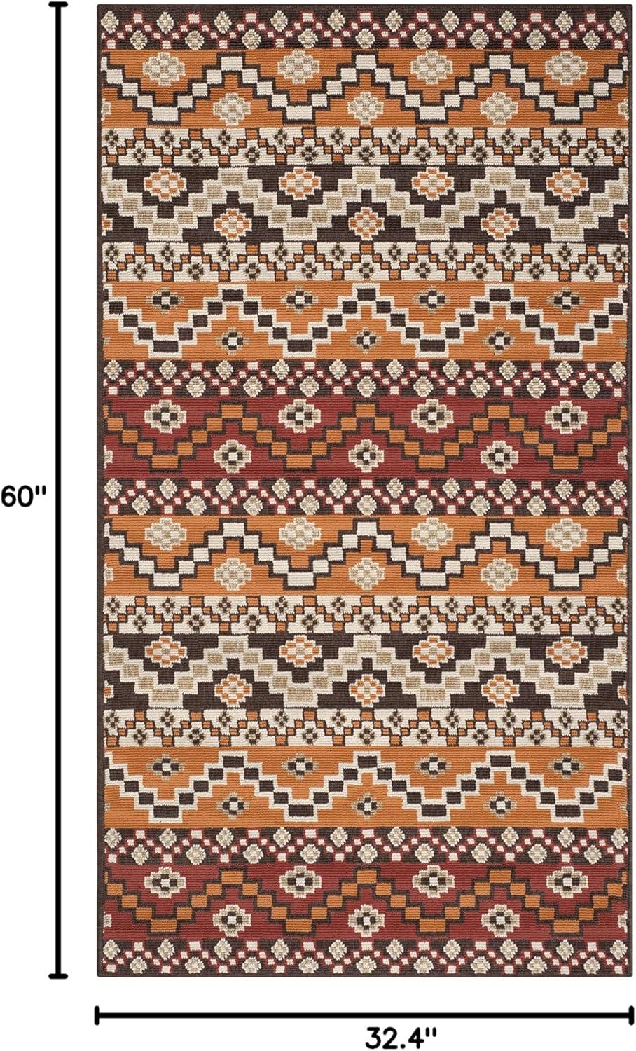 Veranda VER095 Power Loomed Indoor and Outdoor Accent Rug - Red/Chocolate - 2'7"x5' - Safavieh.