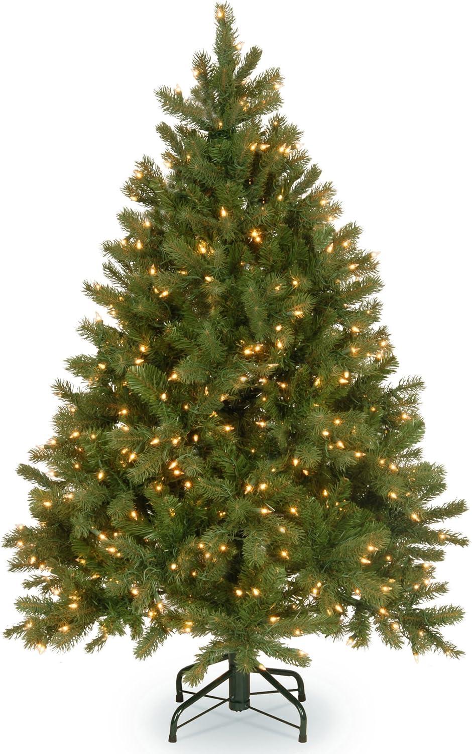 4.5 ft Green Douglas Fir Pre-Lit Christmas Tree with LED Lights