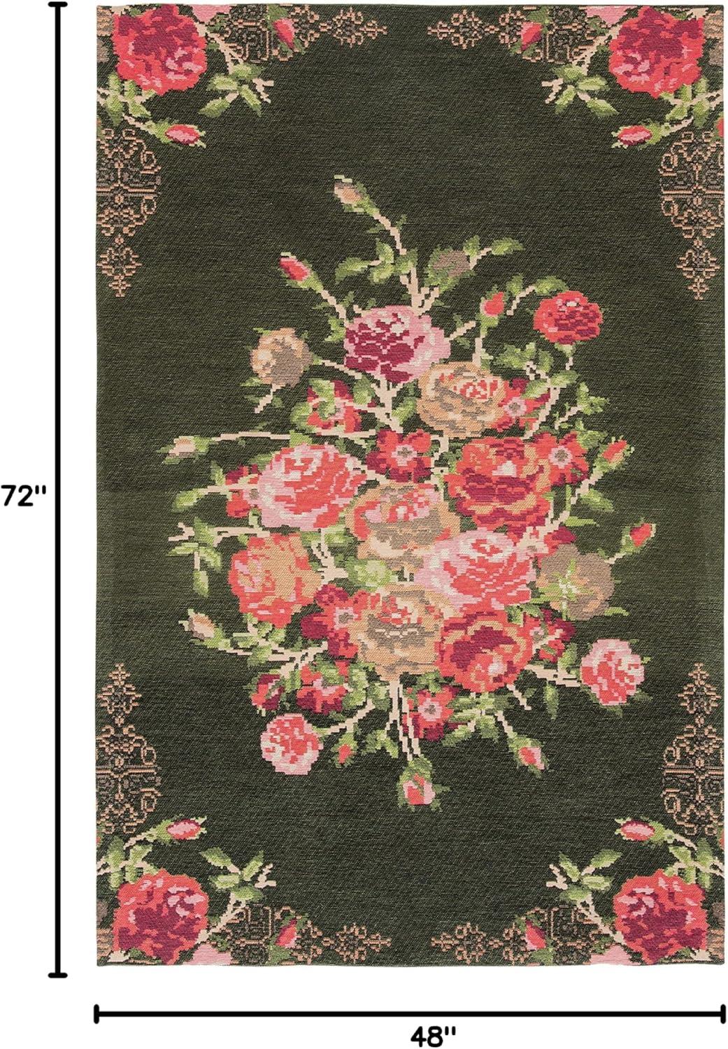 SAFAVIEH Classic Vintage Morven Floral Polyester Area Rug, Black/Red, 4' x 6'