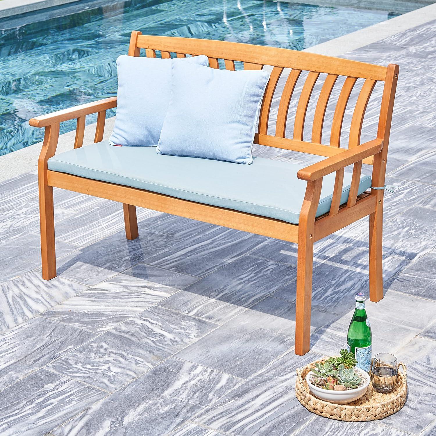 Kapalua Honey Nautical Eucalyptus Wooden Outdoor Garden Bench