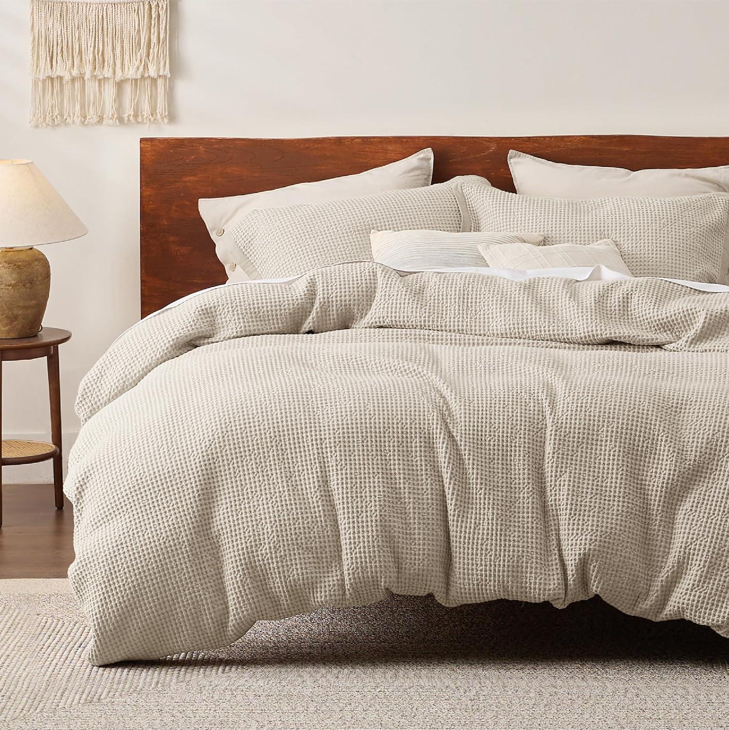 Bedsure Bedsure Cotton Duvet Cover Set - 100% Cotton Waffle Weave Coconut Duvet Cover