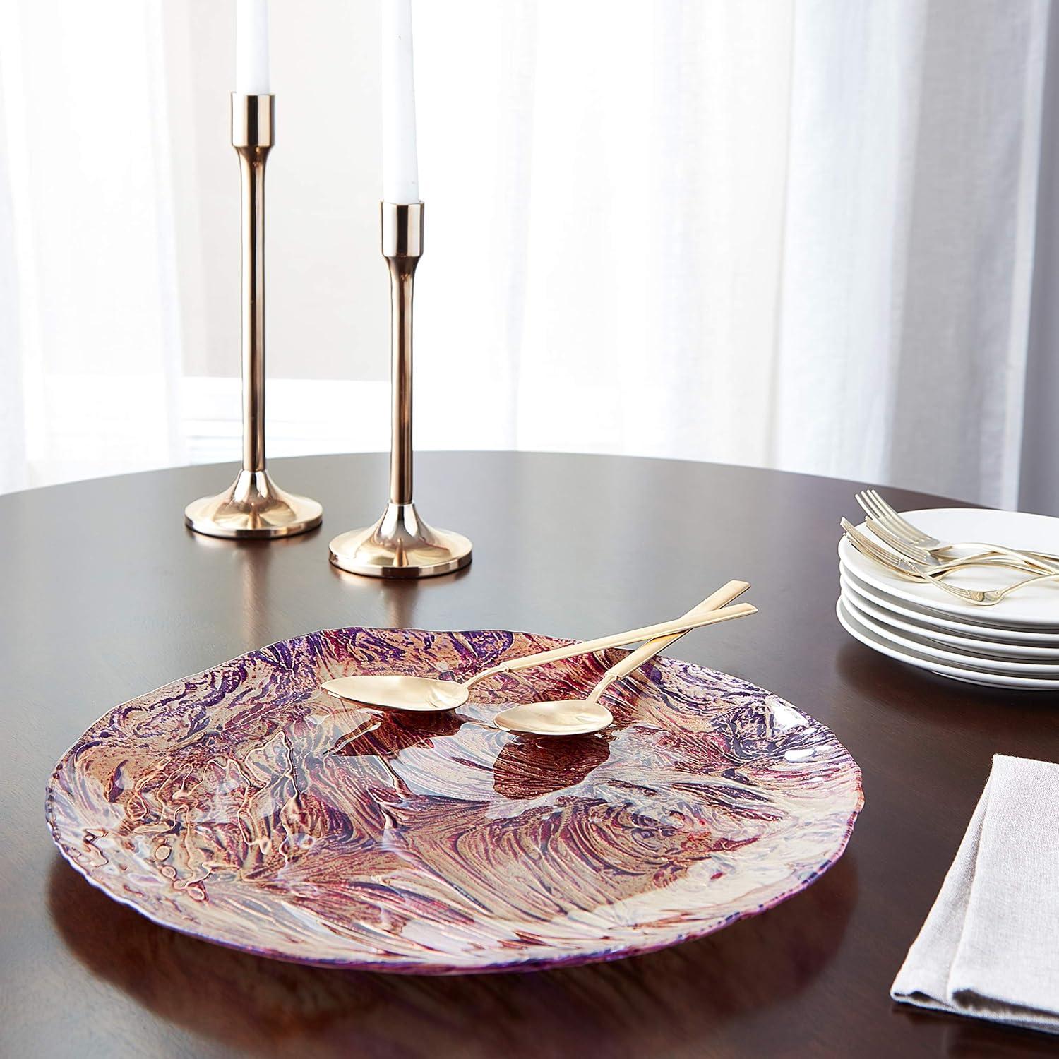 Handmade Purple and Orange Round Glass Platter