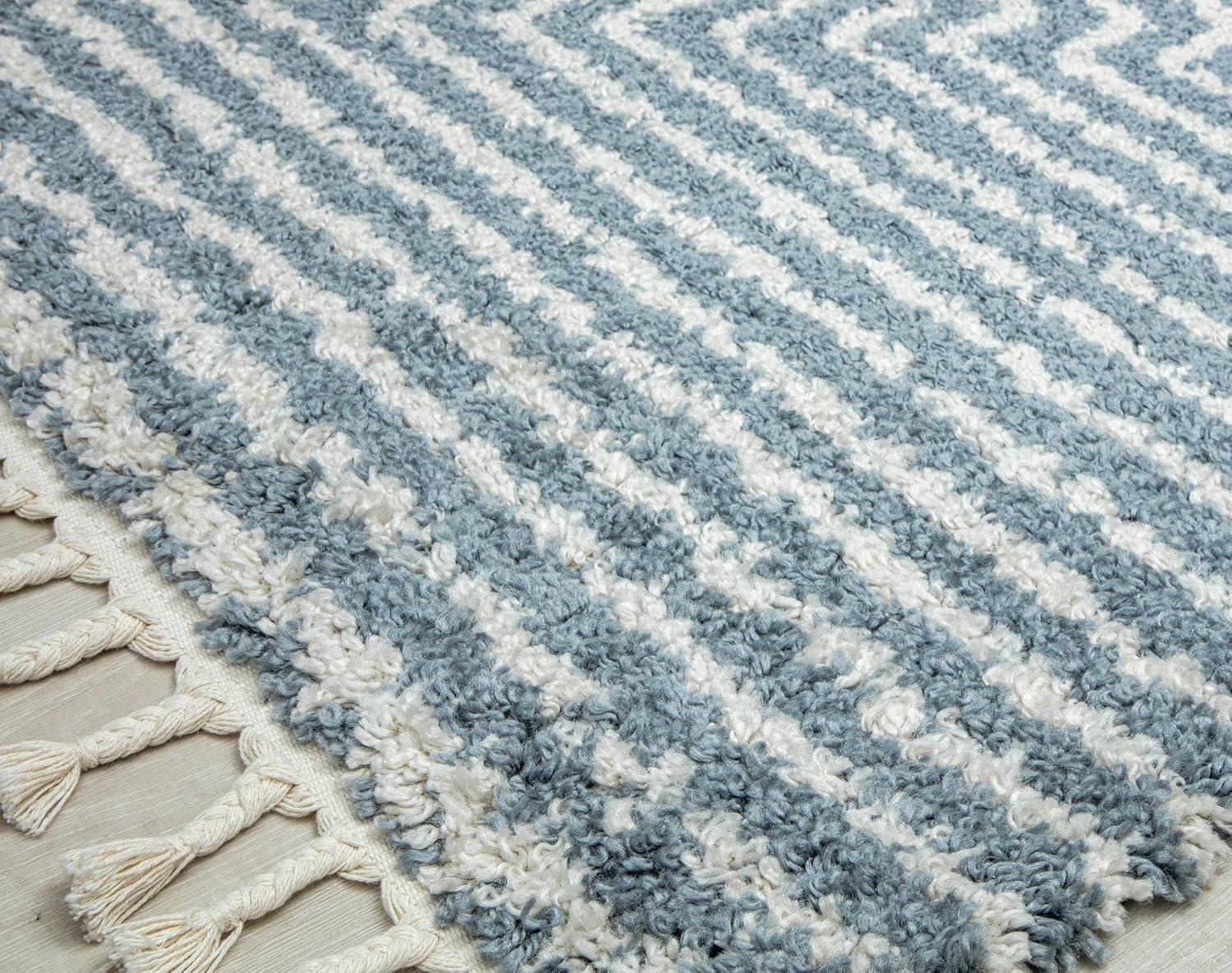 Braided Diamond Shag 8' x 10' Blue Synthetic Area Rug