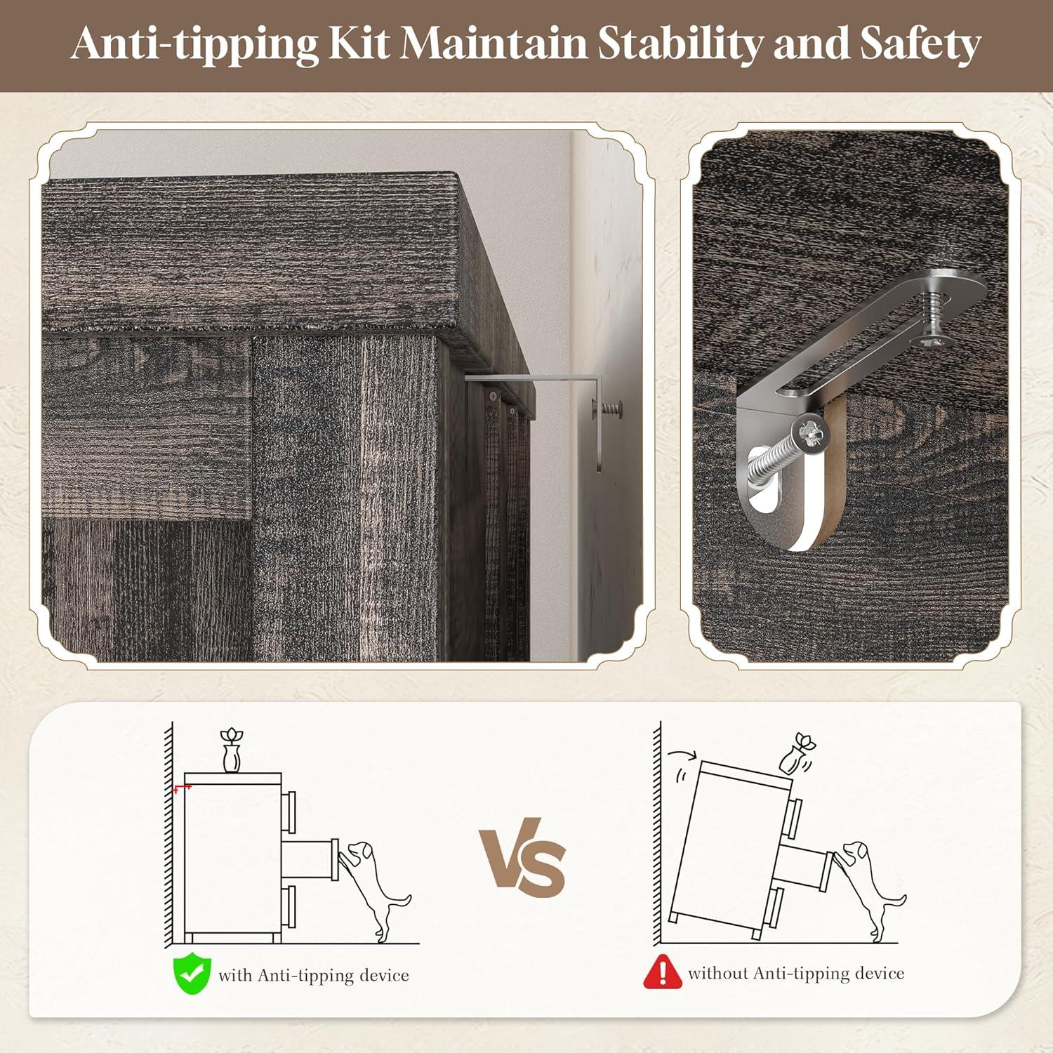 Gracie Oaks Wood Dresser For Bedroom With 7 Drawers, Farmhouse Chest Of Drawers