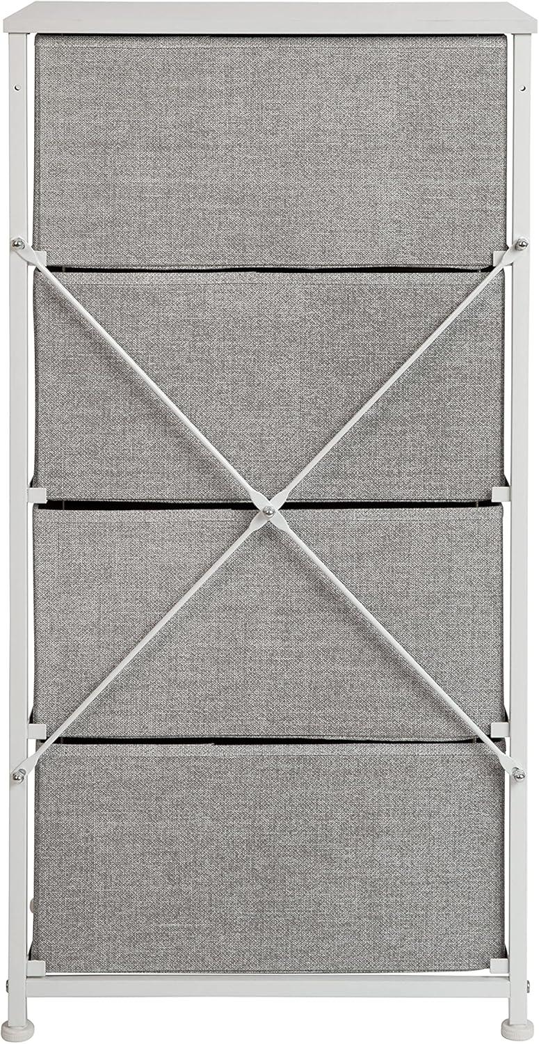 Malone 4 Drawer Vertical Storage Dresser with Wood Top & Fabric Pull Drawers
