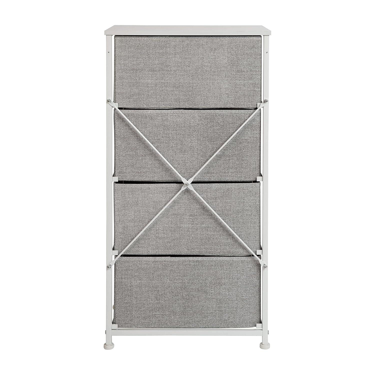 Malone 4 Drawer Vertical Storage Dresser with Wood Top & Fabric Pull Drawers