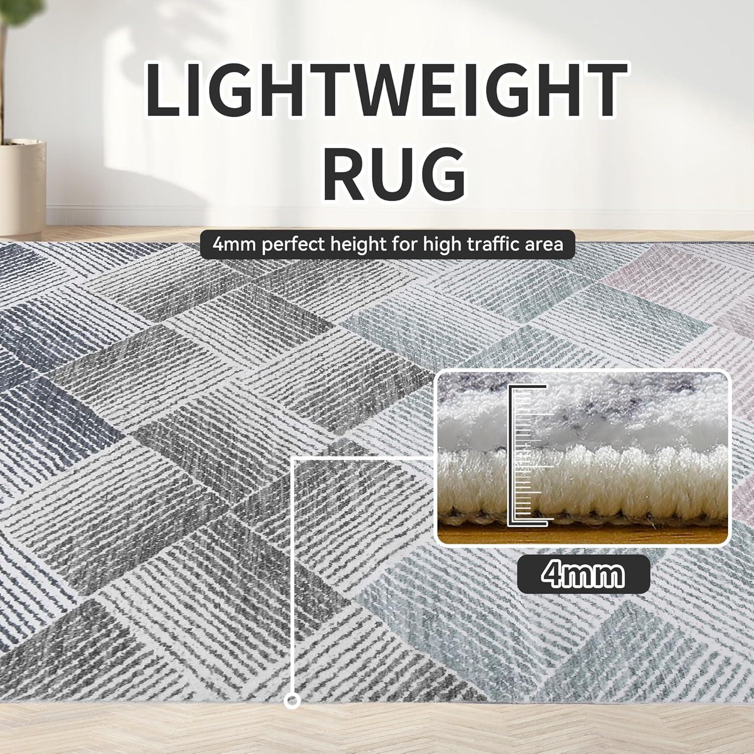 GlowSol 8'x10' Area Rug Vintage Floral Medallion Rugs for Living Room Oriental Bedroom Rug Non-Shedding Stain-Resistant Rug Soft Foldable Rug, Blue