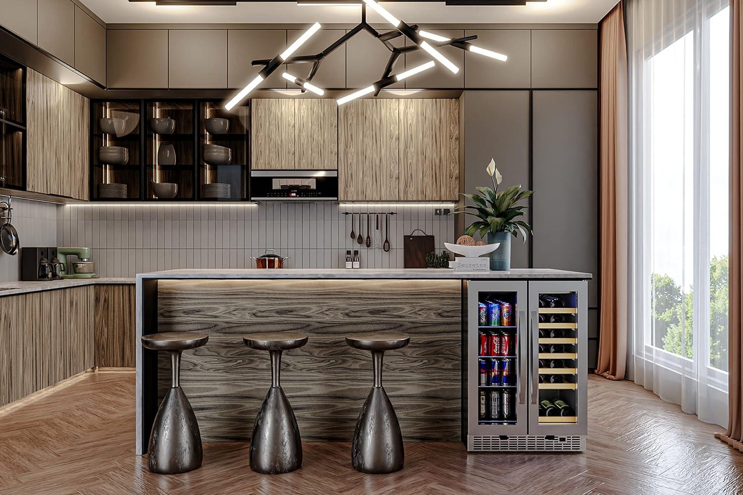 KoolMore Koolmore 24 in. Width 21 Bottles and 60 Cans Dual Zone Freestanding/Built-In Wine & Beverage Refrigerator.