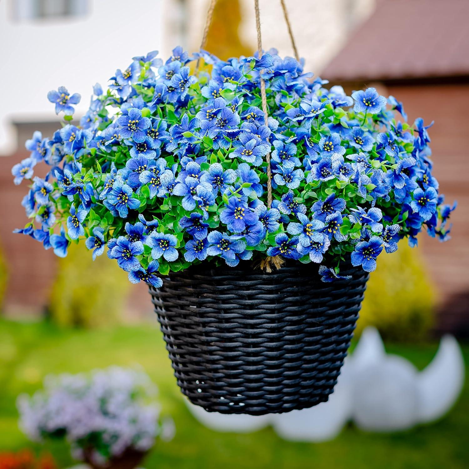 Artificial Flowers for Outdoors Fake Plants - 16 Bundles Faux Outside Greenery Boxwood UV Resistant No Fade Plastic Shrubs Fall Decor Farmhouse Home Garden Mums (White)