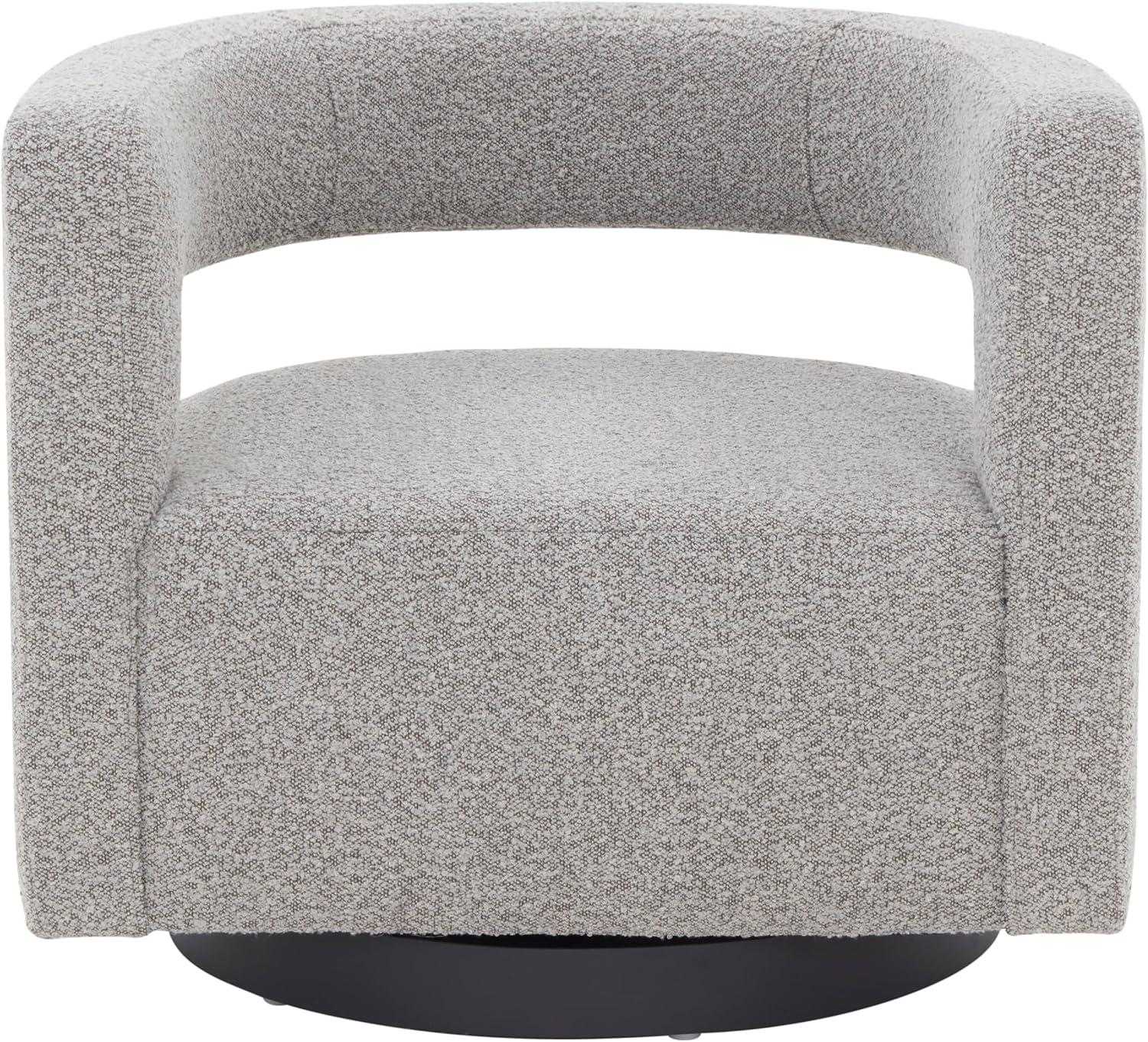 Edgar Velvet Swivel Chair - SFV4764 - Light Grey/Black - Safavieh Couture