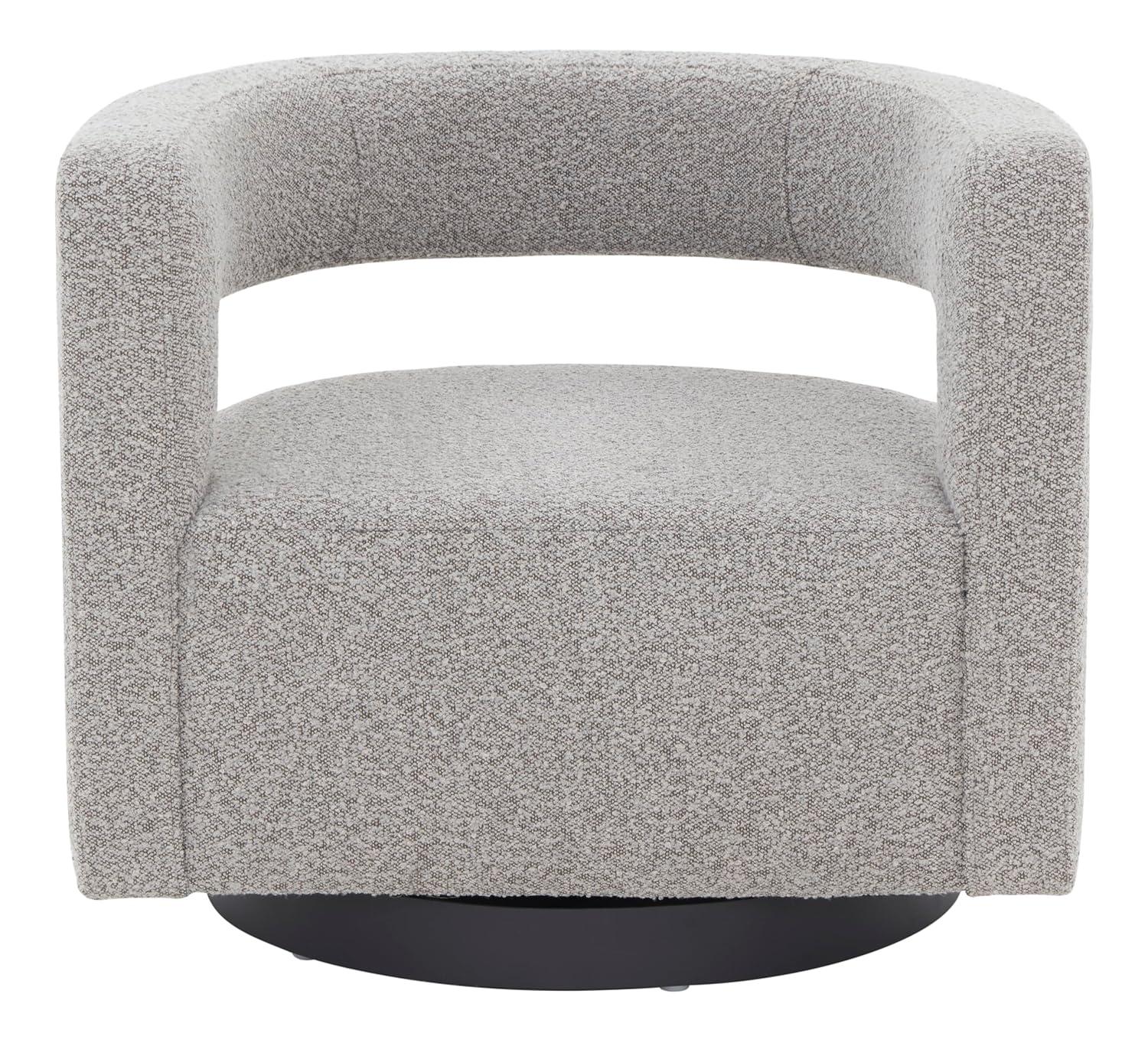 Edgar Velvet Swivel Chair - SFV4764 - Light Grey/Black - Safavieh Couture