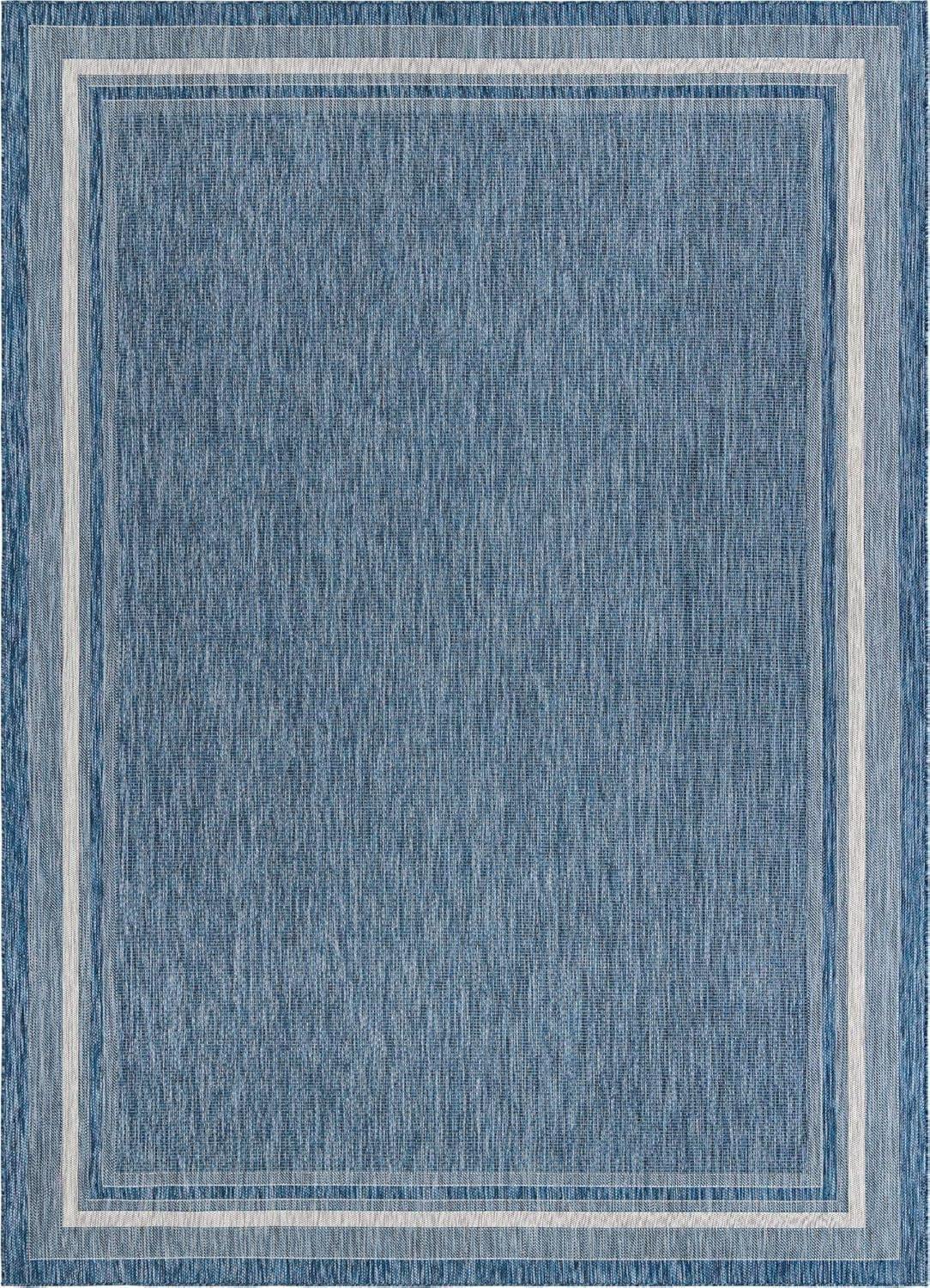 Abstract Blue Synthetic 10' x 14' Easy-Care Outdoor Rug