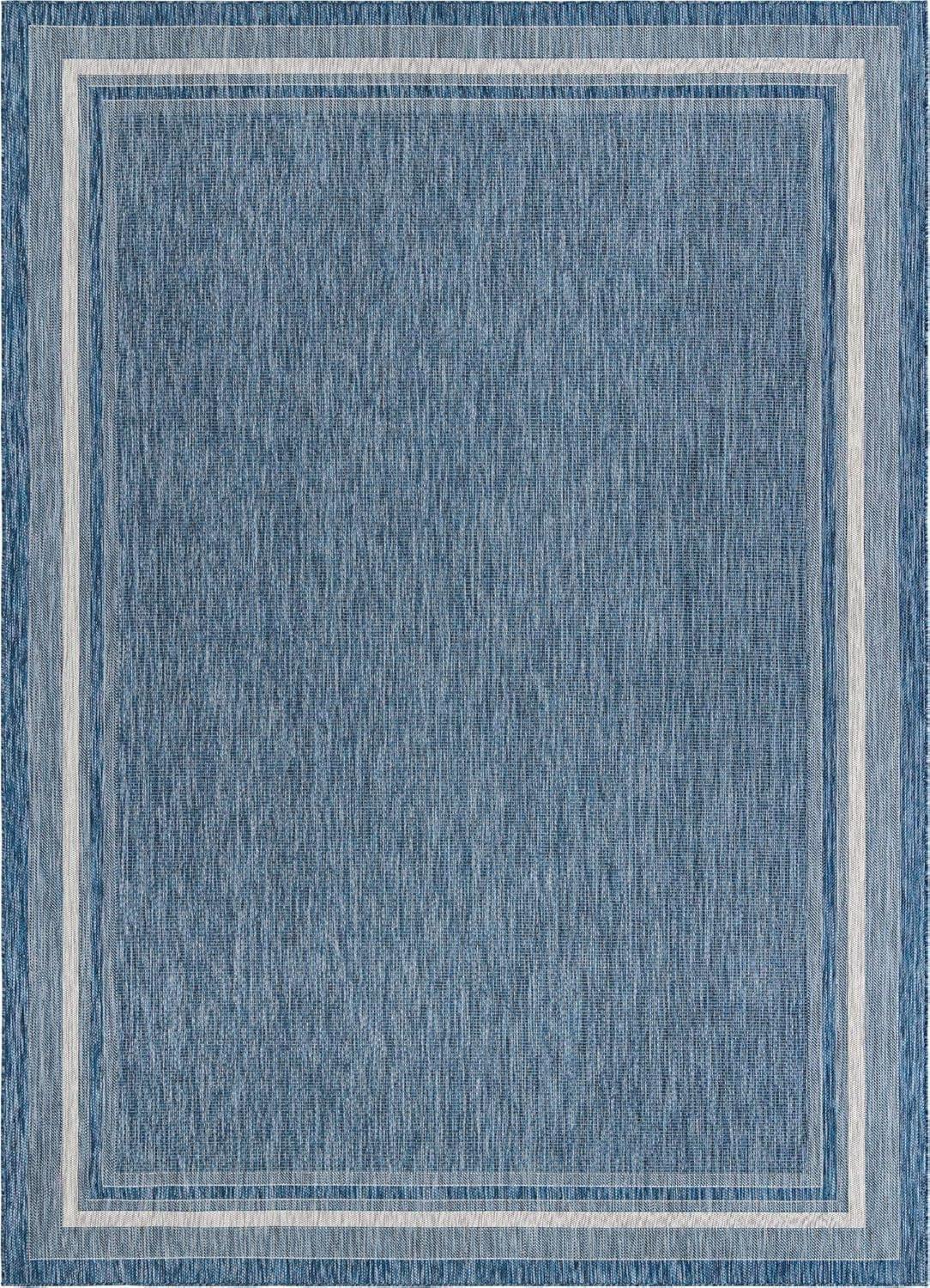 Unique Loom 10' 0 x 14' 0 Rectangle Indoor/Outdoor Border Blue Area Rug
