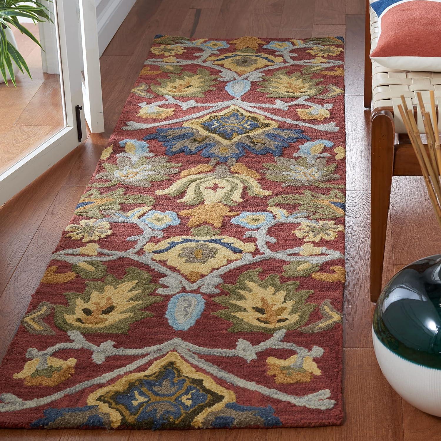 Blossom BLM402 Hand Tufted Runner Rug - Red/Multi - 2'3"x8' - Safavieh.