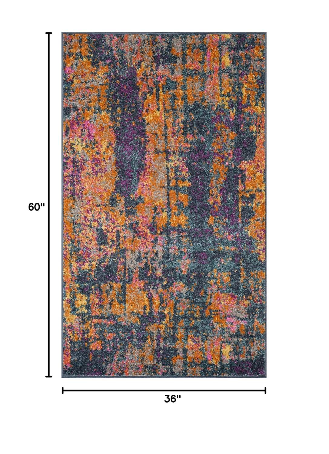 Madison MAD143 Power Loomed Area Rug - Blue/Orange - 3'x5' - Safavieh.