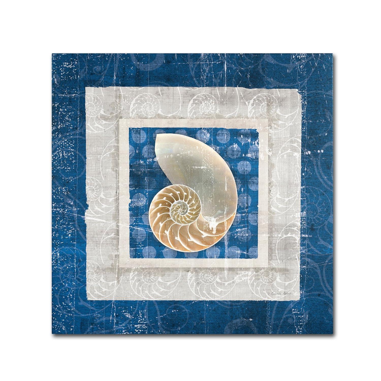 Trademark Fine Art Sea Shell " Sea Shell II On Blue " by Belinda Aldrich