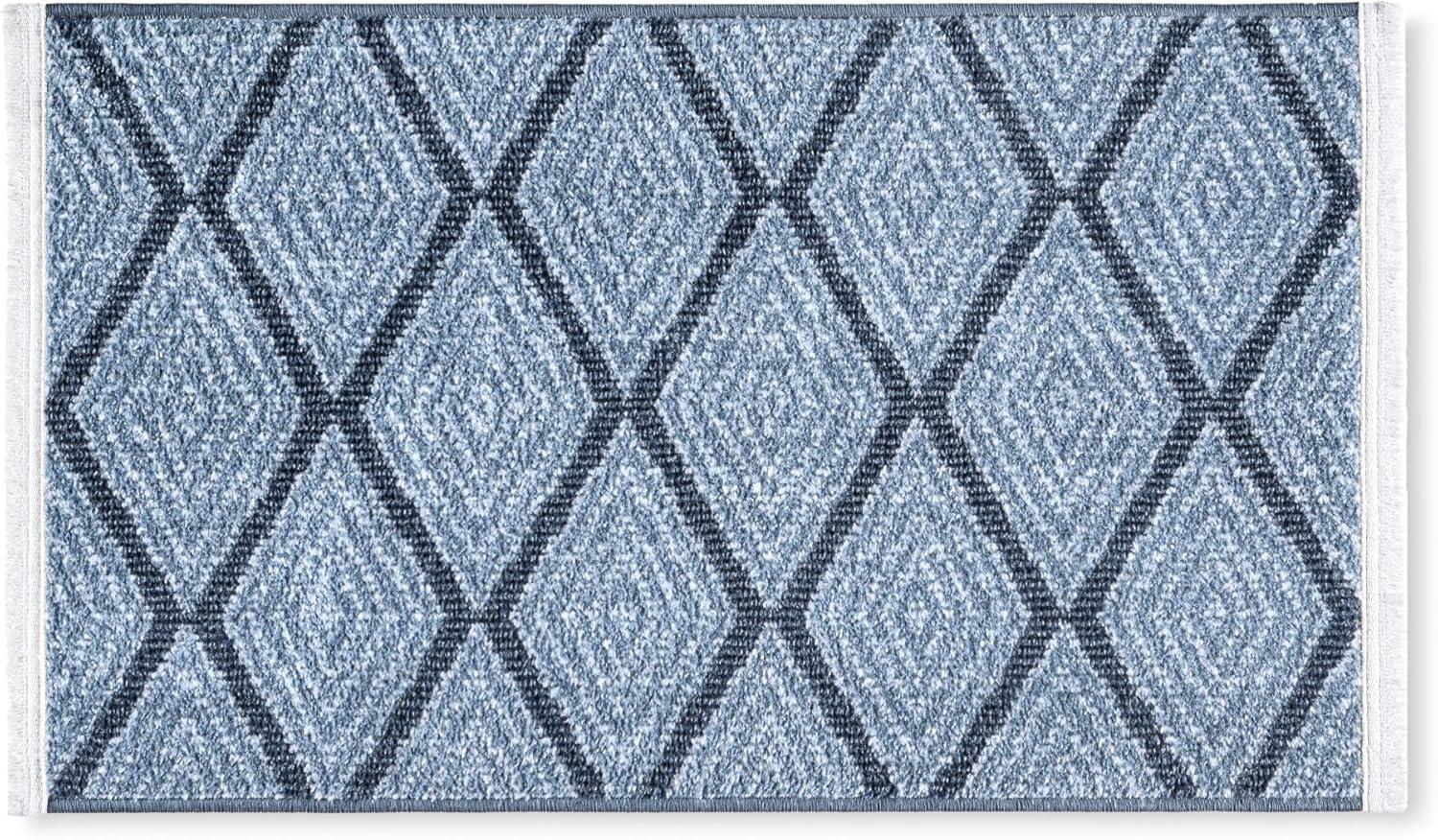 Town & Country Everyday Rein Solid Diamond Everwash Non-Slip Backing Washable Area Rug Blue
