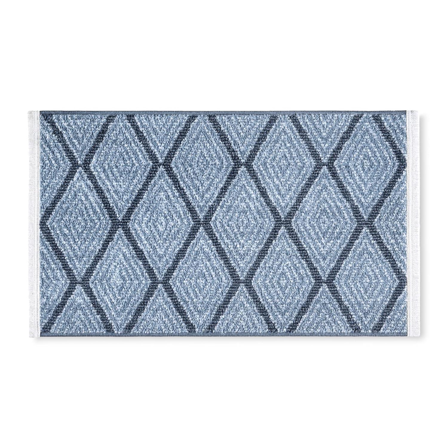 Town & Country Everyday Rein Solid Diamond Everwash Non-Slip Backing Washable Area Rug Blue