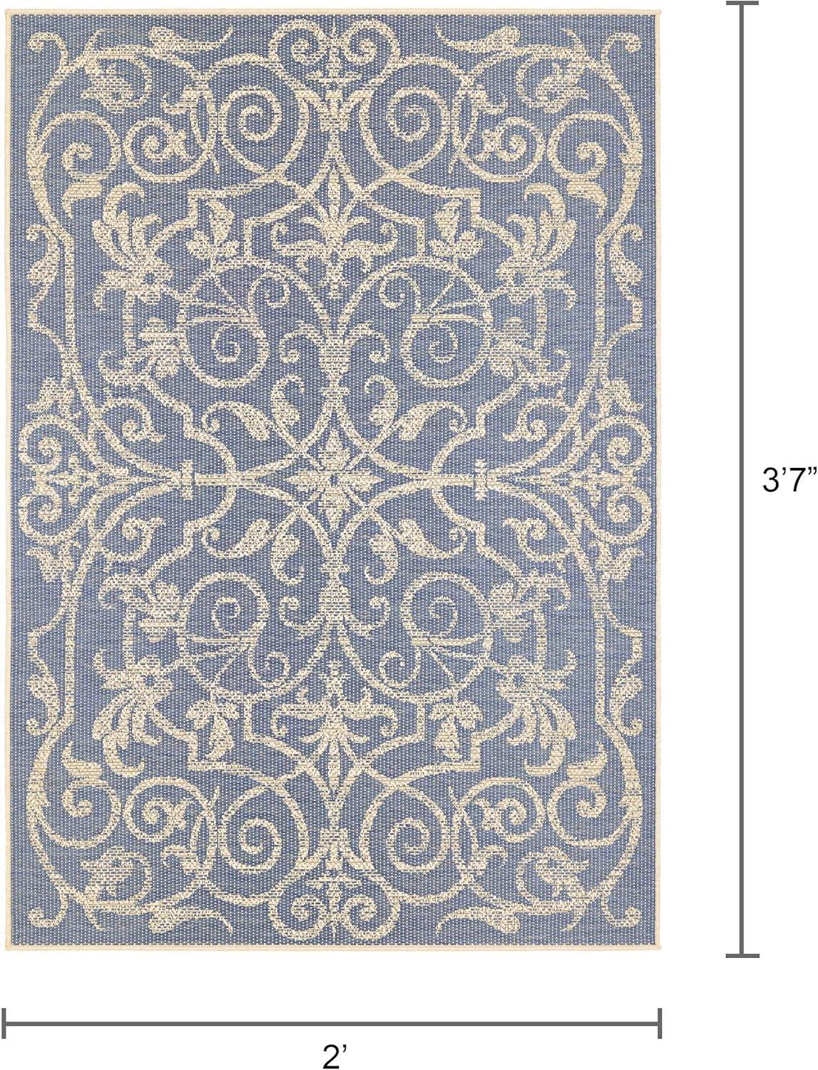 Couristan Monaco Summer Quay Area Rug, 2' x 3'7", Ivory-Sapphire