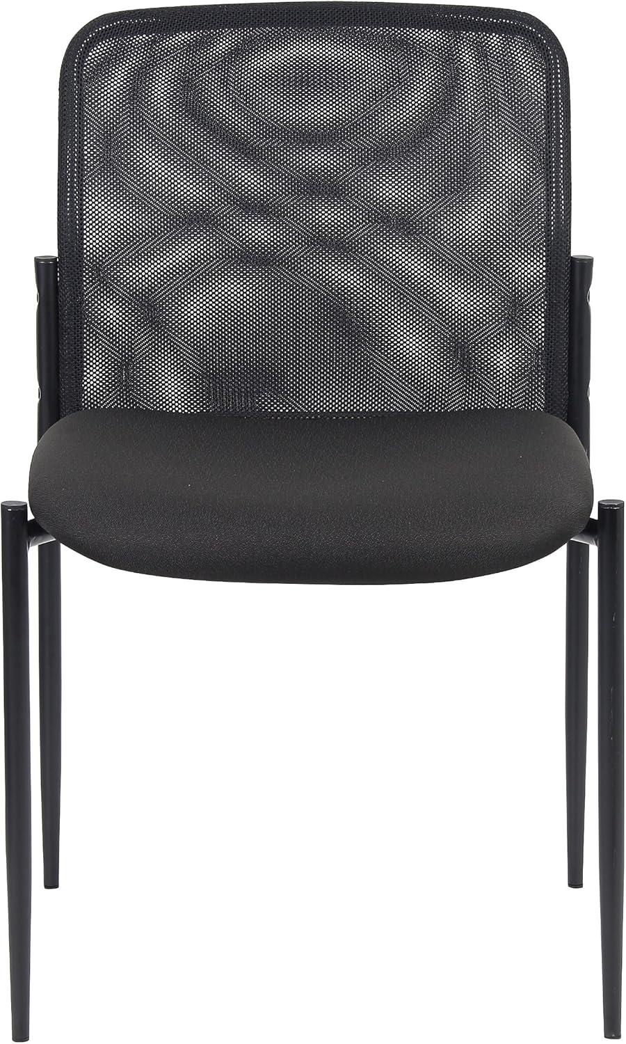 Mesh Guest Chair Black - Boss Office Products: Armless, Stackable, Metal Frame