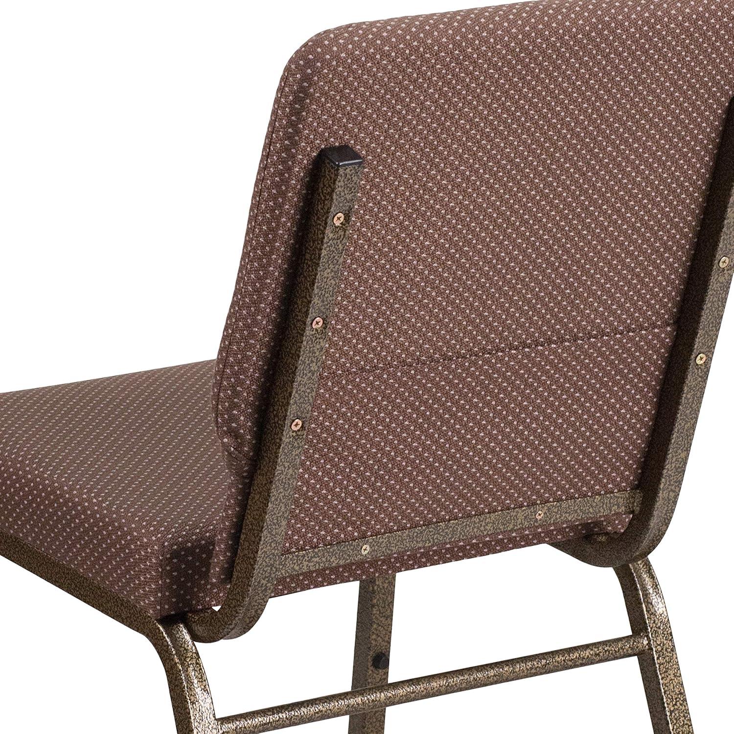 Flash Furniture Hercules Series 18.5"W Upholstered Adult Church Chair with Book Pouch, Brown Dot