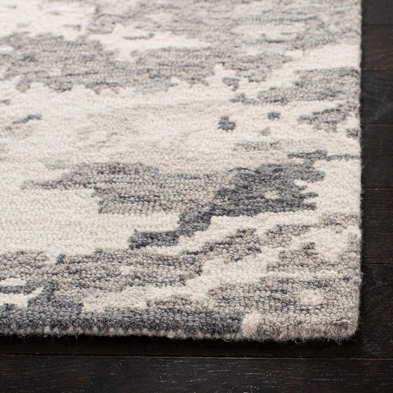 Charcoal & Ivory Abstract Hand-Tufted Wool Area Rug, 10' x 14'