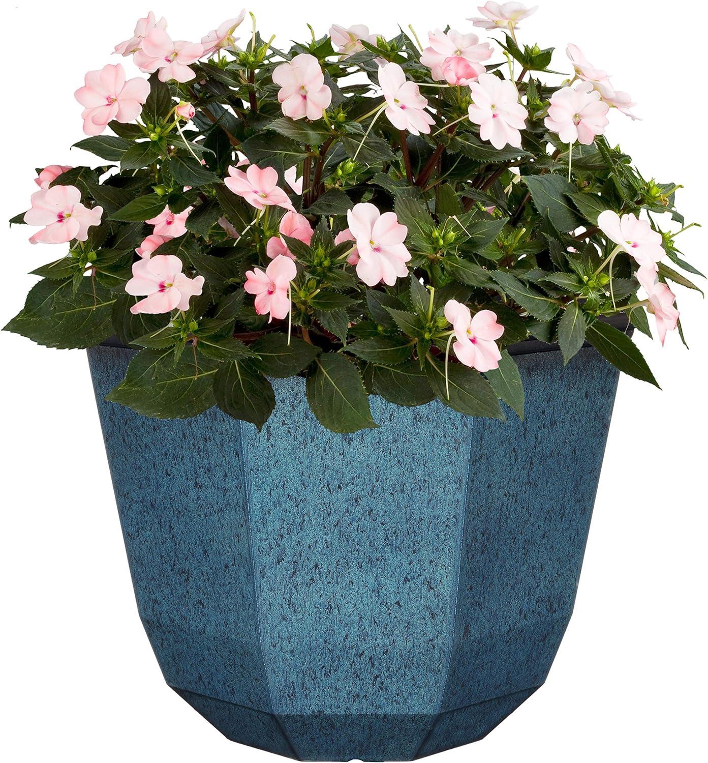 Shaina 15" Indigo Speckle Resin Outdoor Planter