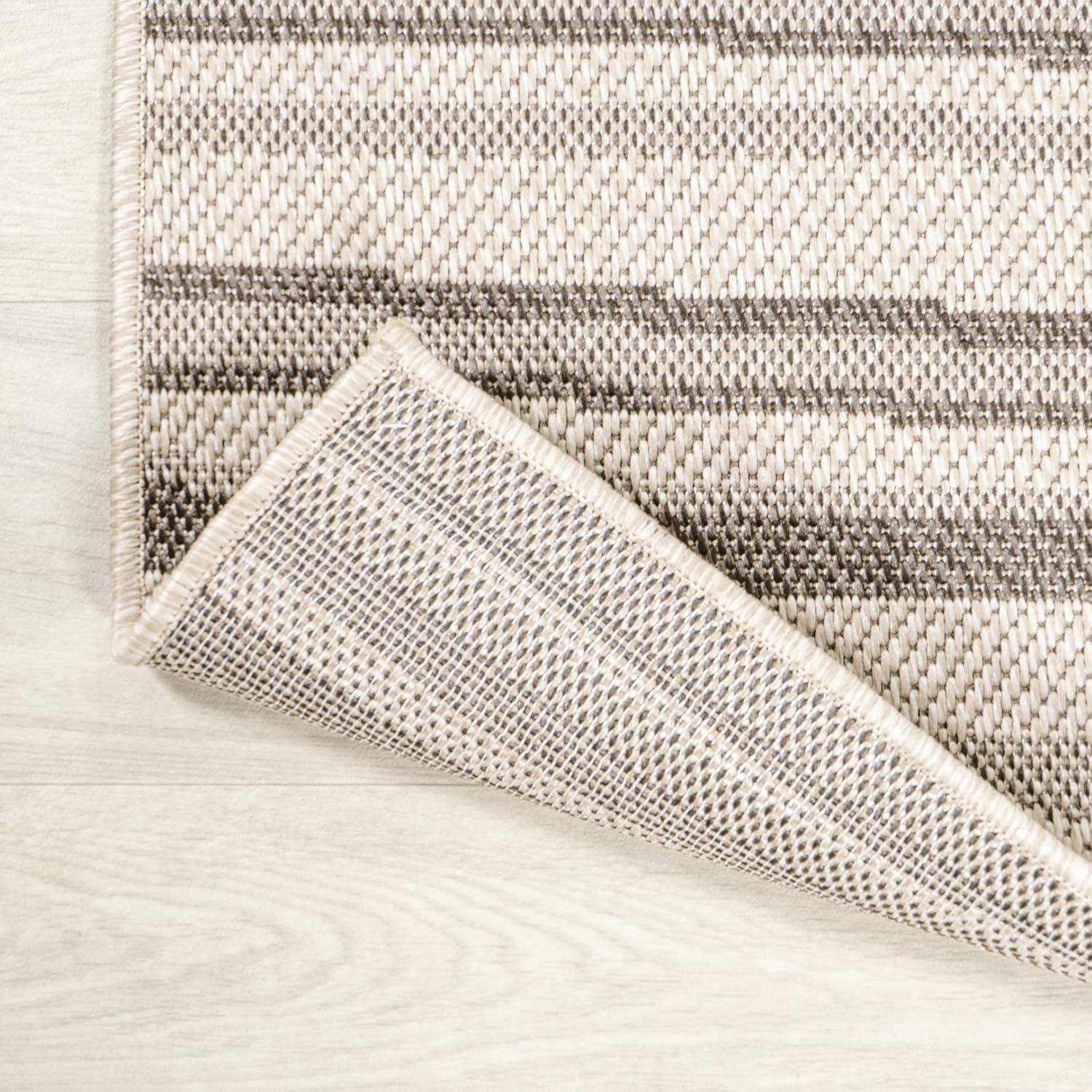 5' x 8' Castara Wavy Stripe Modern Indoor/Outdoor Area Rug, Cream/Dark Gray - JONATHAN Y