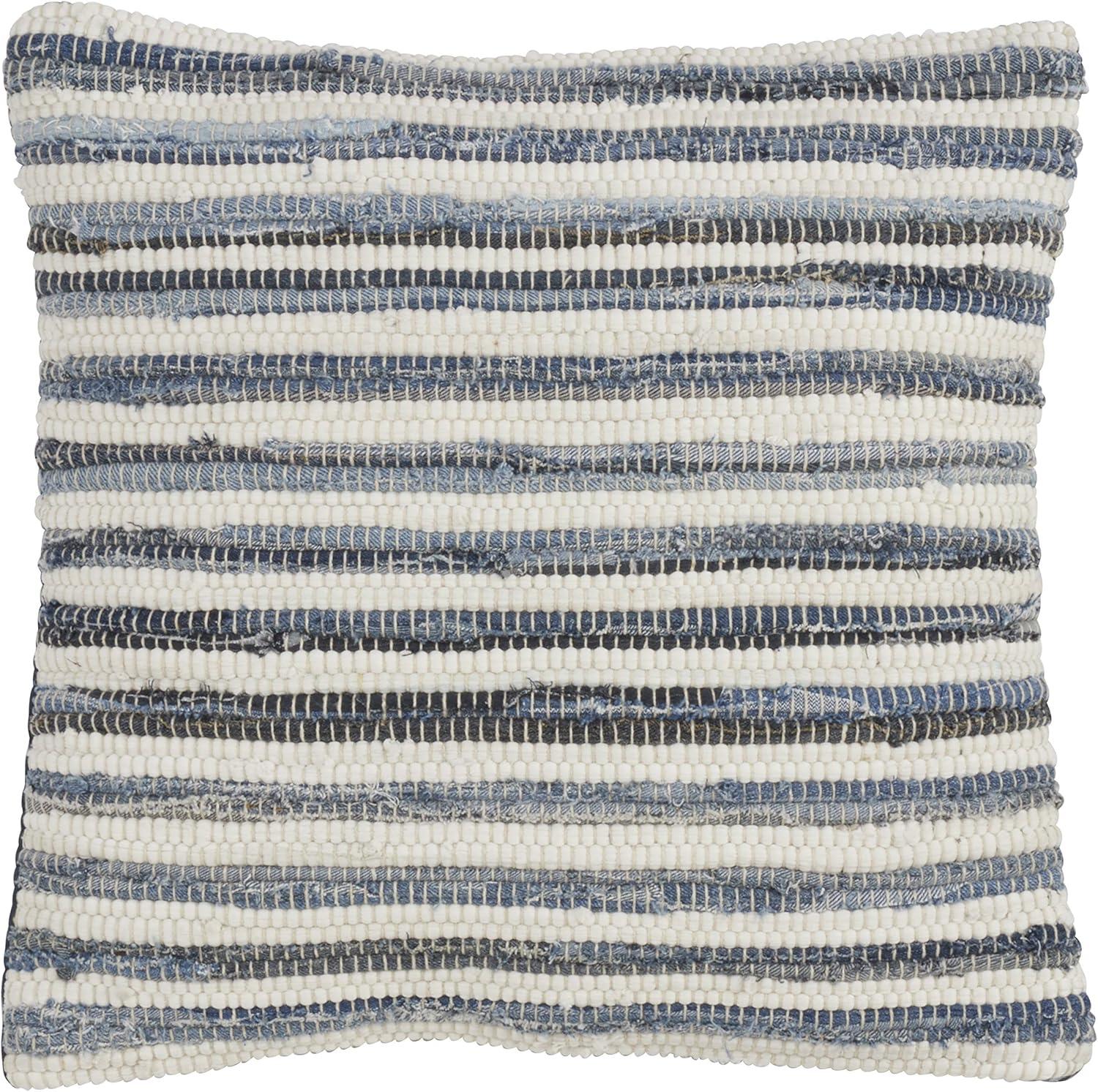 Denim Stripes Modern 18" Cotton Square Throw Pillow